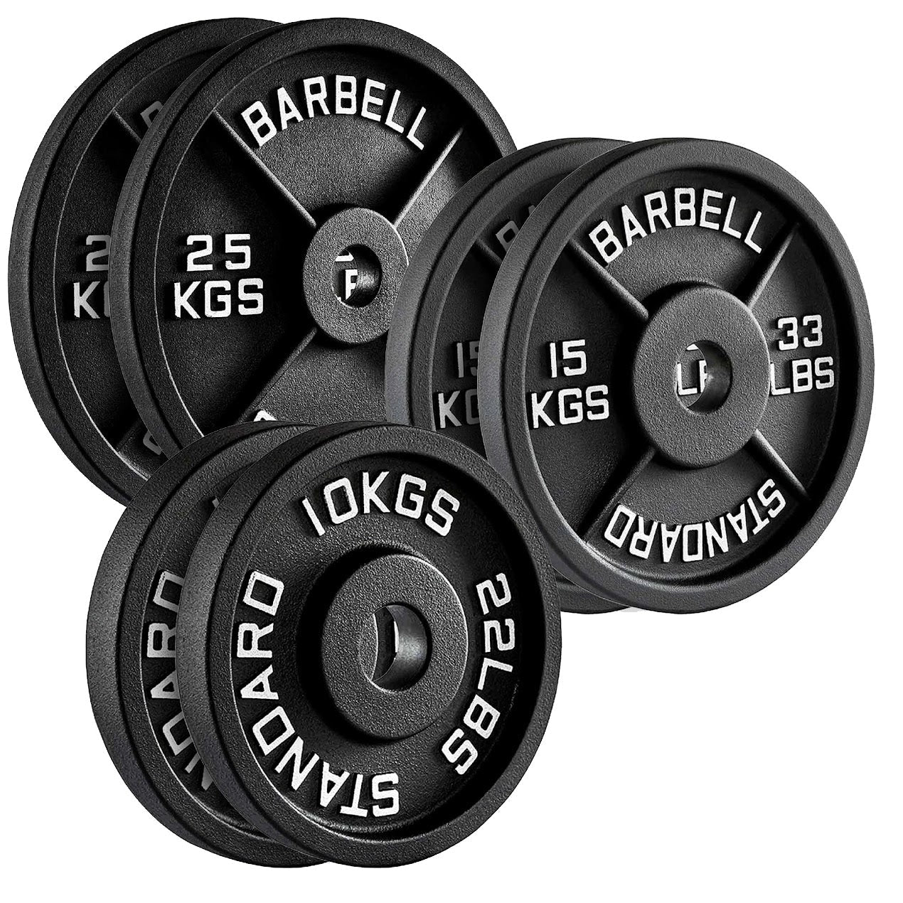 Heavy-Duty Cast Iron Weight Plates – Anti-Rust, Black Powder-Coated Discs for Home Strength Training – Compact Design Ideal for Small Gym Spaces