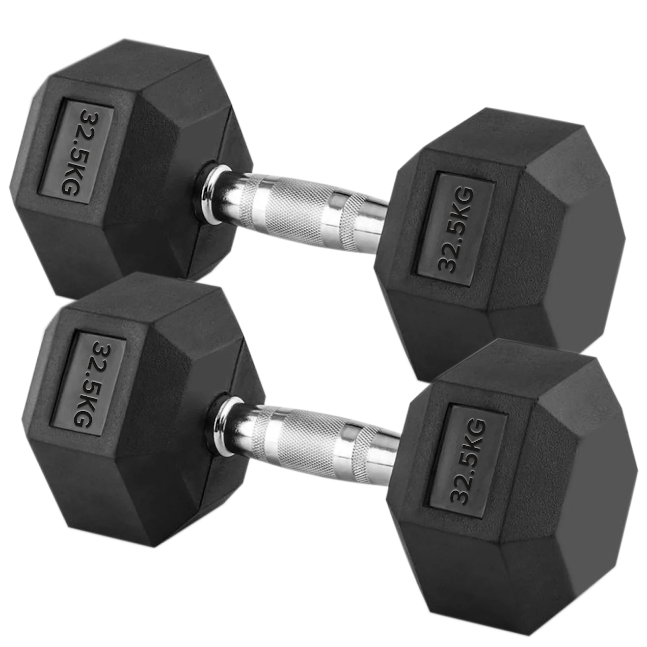 Hex Dumbbells 2.5 kg–60 kg Pairs & Sets – Rubber‑Coated Anti‑Roll Weights with Knurled Chrome Handles – Complete Strength Training Range for Home & Studio Gym