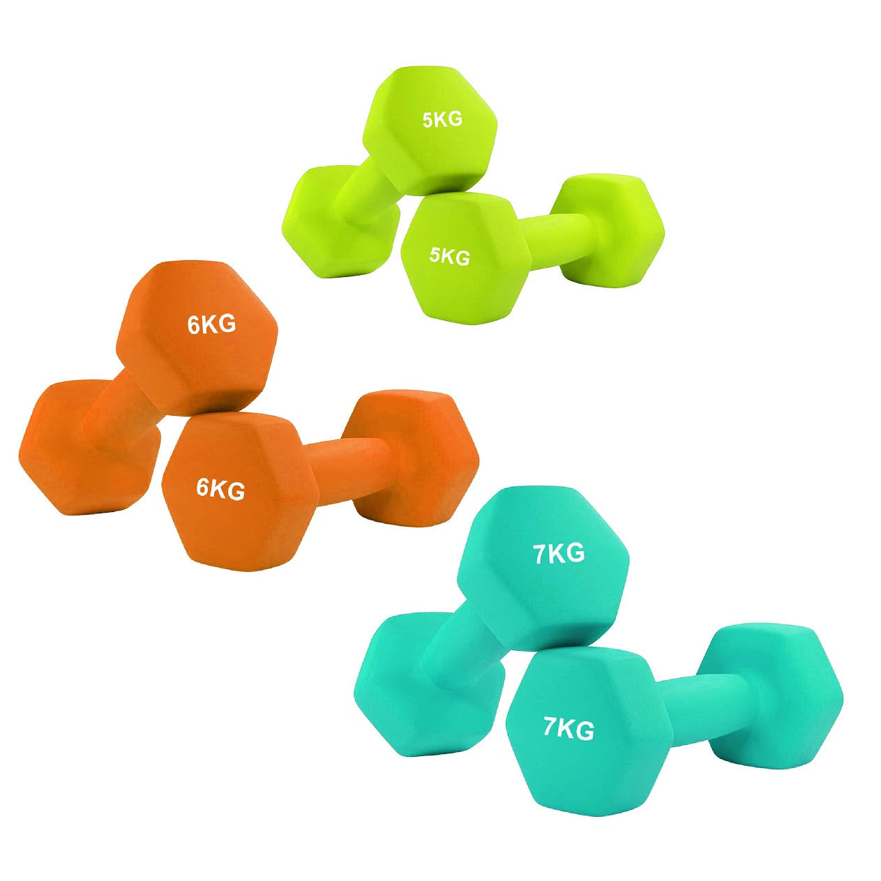 Hex Neoprene Dumbbell Set – Anti-Roll Design, Non-Slip Grip, Durable Coating – Perfect for Home Gym Strength Training, Toning & Easy Compact Storage