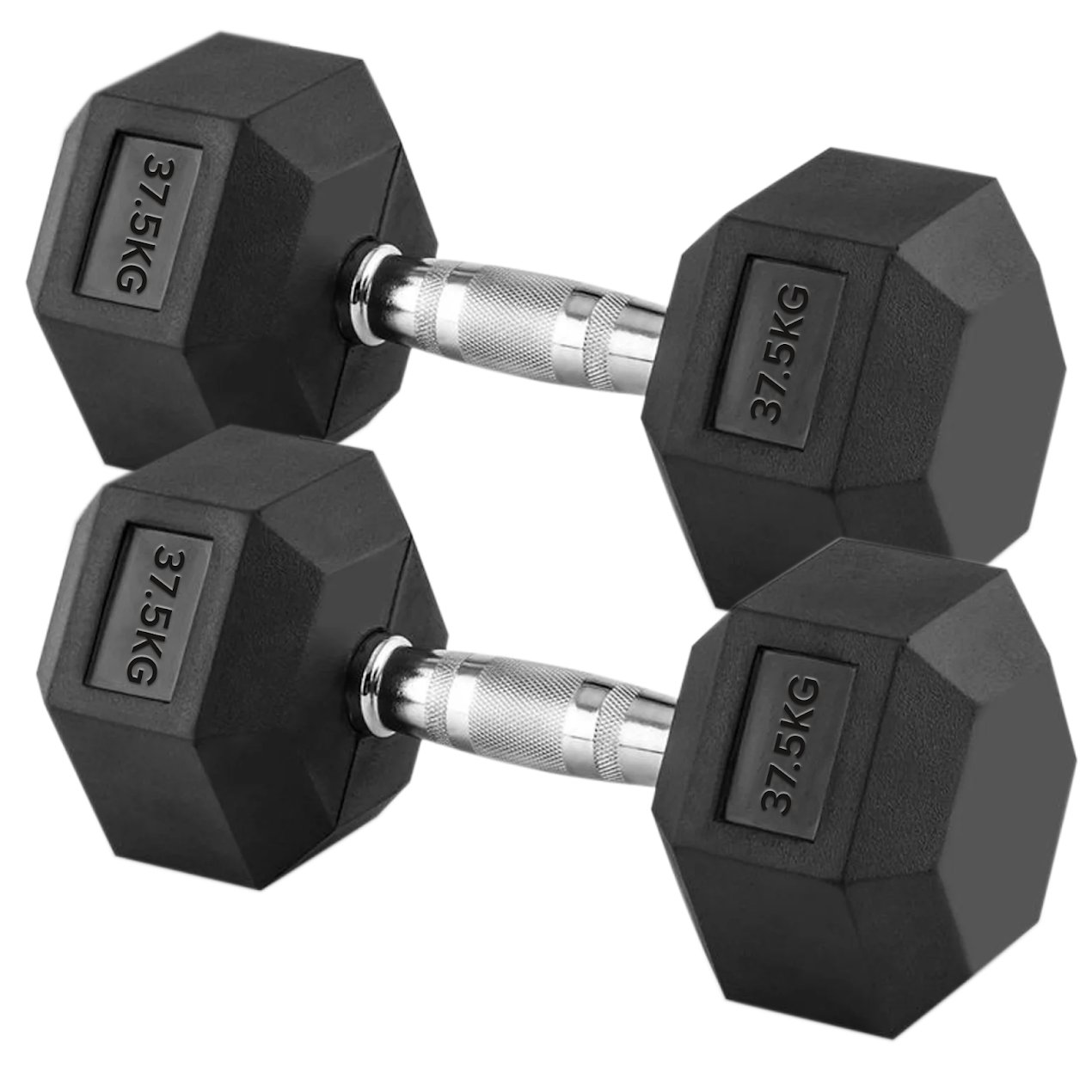Hex Dumbbells 2.5 kg–60 kg Pairs & Sets – Rubber‑Coated Anti‑Roll Weights with Knurled Chrome Handles – Complete Strength Training Range for Home & Studio Gym