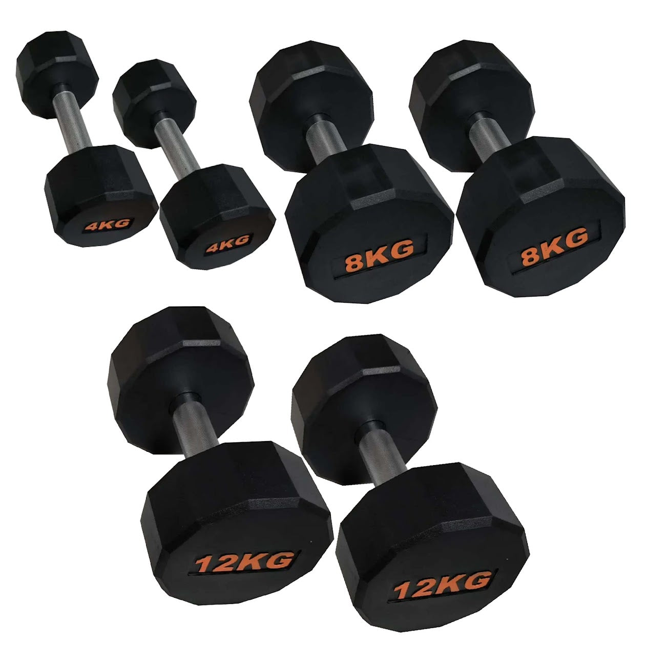 Rubber-Coated Round Hex Dumbbell – Anti-Roll, Knurled Grip, Floor-Safe Weights for Strength Training & Home Gym Use