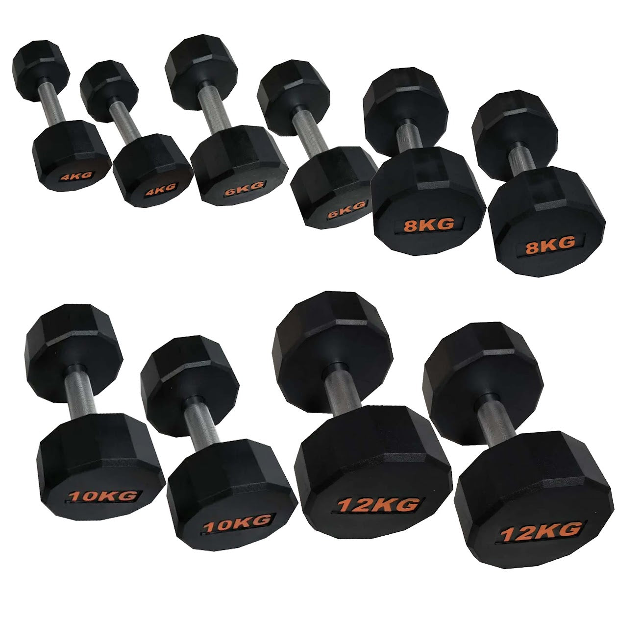 Rubber-Coated Round Hex Dumbbell – Anti-Roll, Knurled Grip, Floor-Safe Weights for Strength Training & Home Gym Use