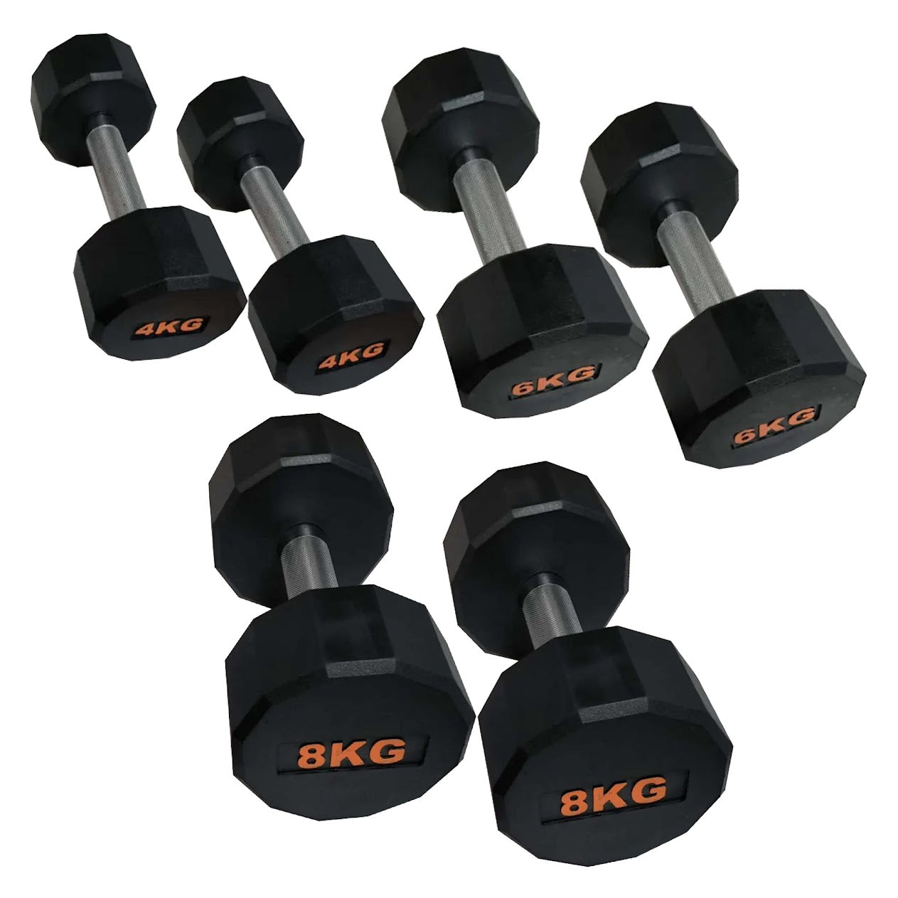 Rubber-Coated Round Hex Dumbbell – Anti-Roll, Knurled Grip, Floor-Safe Weights for Strength Training & Home Gym Use