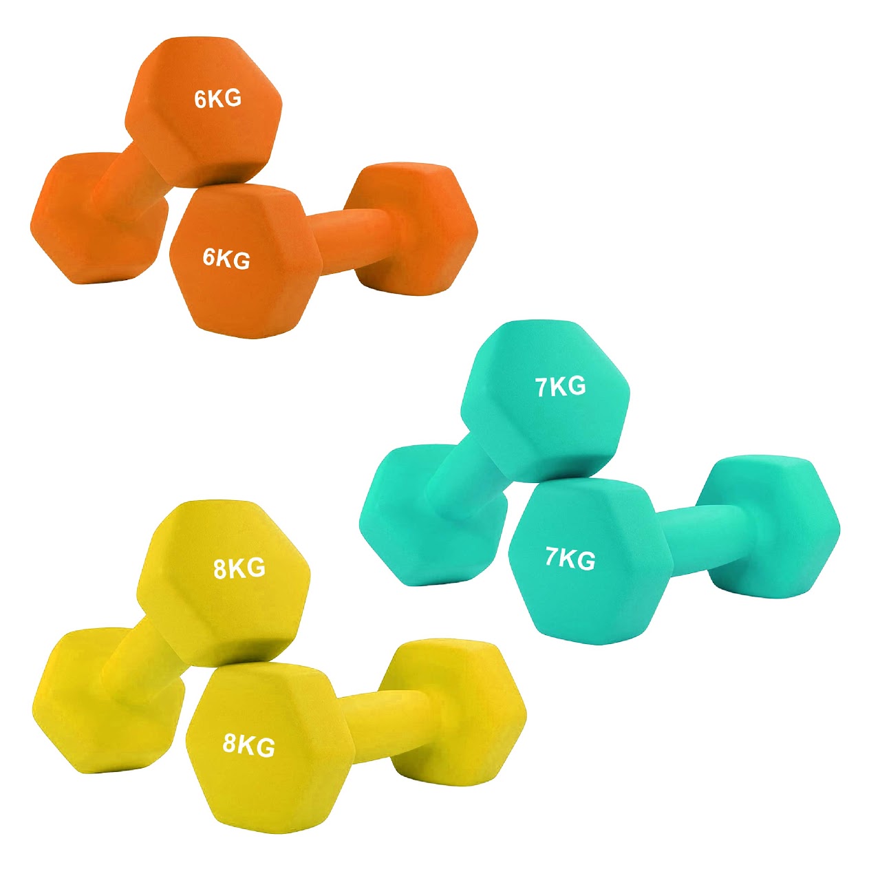 Hex Neoprene Dumbbell Set – Anti-Roll Design, Non-Slip Grip, Durable Coating – Perfect for Home Gym Strength Training, Toning & Easy Compact Storage