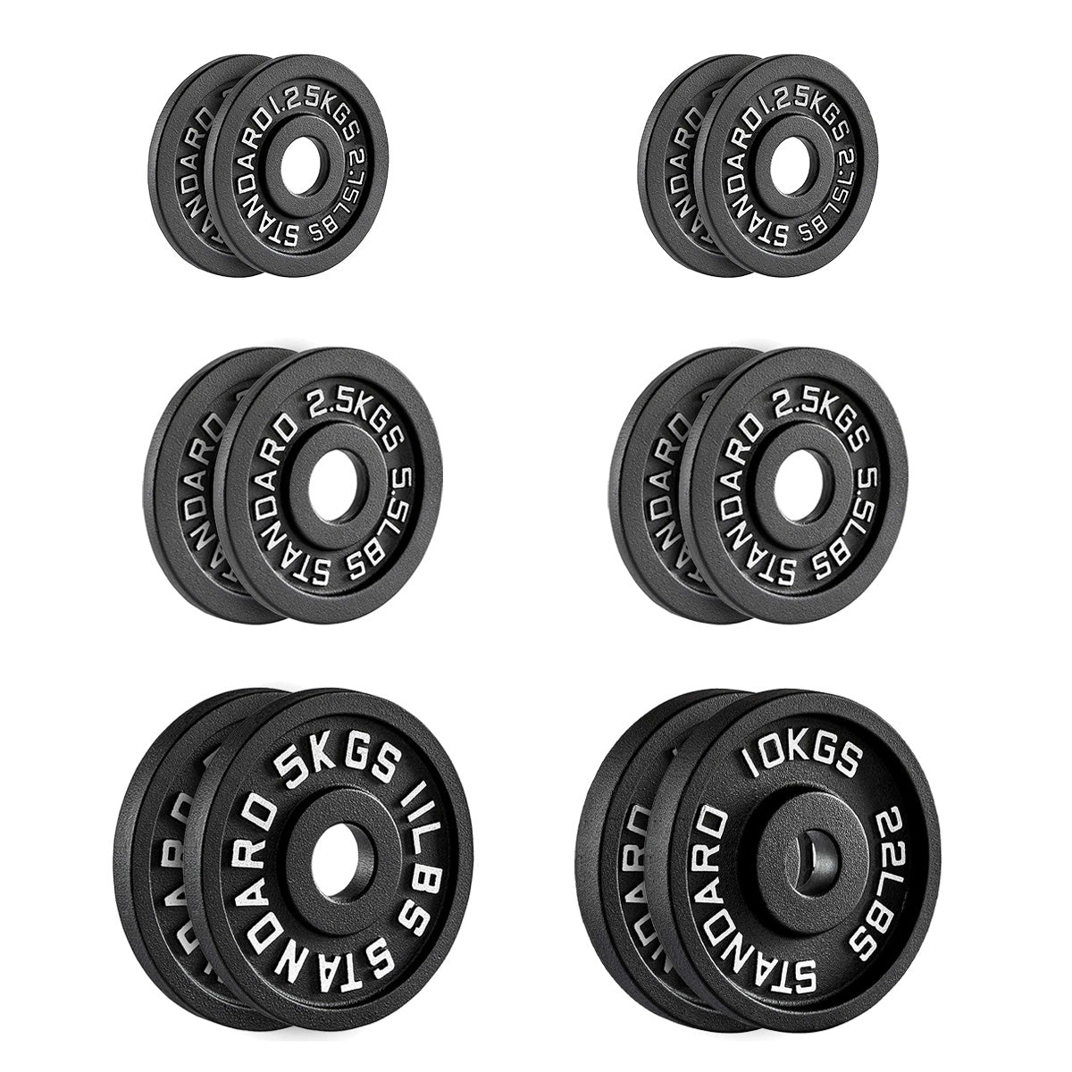 Heavy-Duty Cast Iron Weight Plates – Anti-Rust, Black Powder-Coated Discs for Home Strength Training – Compact Design Ideal for Small Gym Spaces