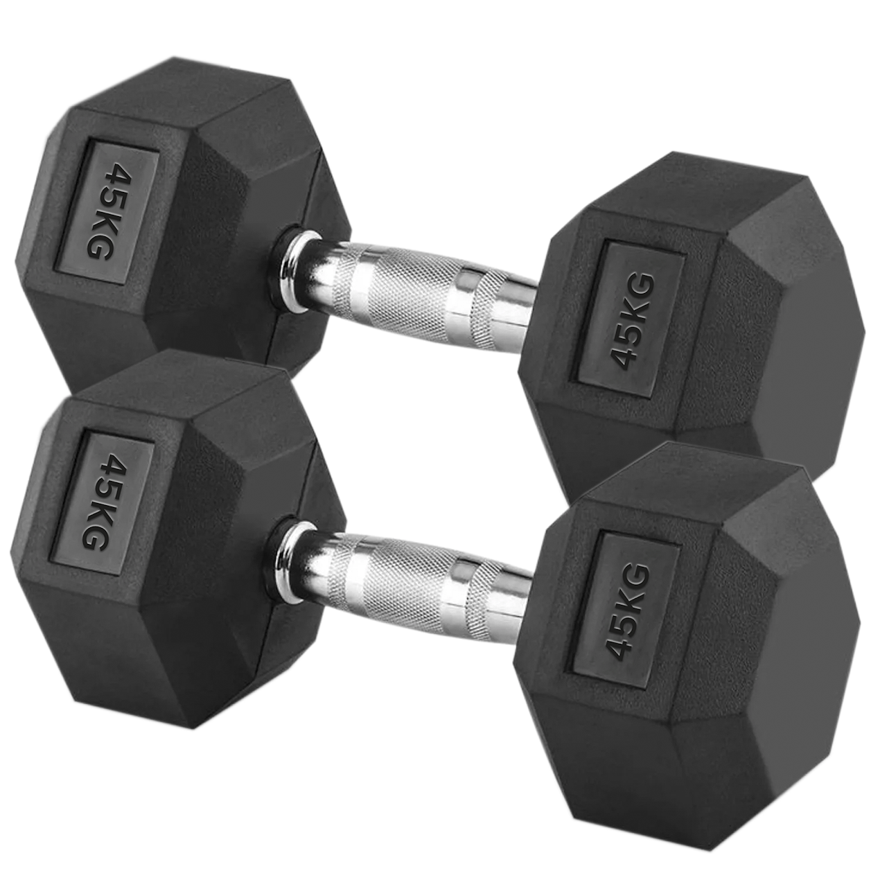 Hex Dumbbells 2.5 kg–60 kg Pairs & Sets – Rubber‑Coated Anti‑Roll Weights with Knurled Chrome Handles – Complete Strength Training Range for Home & Studio Gym