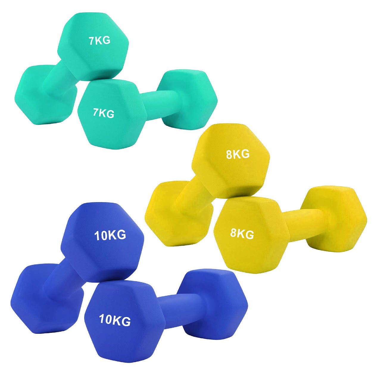Hex Neoprene Dumbbell Set – Anti-Roll Design, Non-Slip Grip, Durable Coating – Perfect for Home Gym Strength Training, Toning & Easy Compact Storage