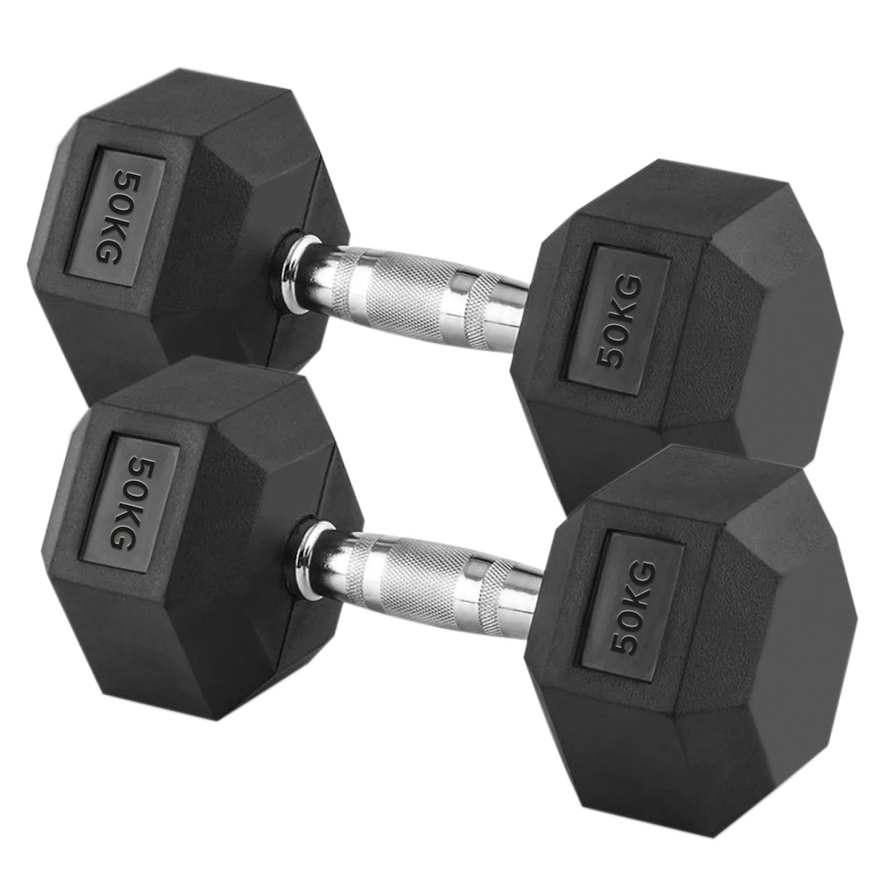 Hex Dumbbells 2.5 kg–60 kg Pairs & Sets – Rubber‑Coated Anti‑Roll Weights with Knurled Chrome Handles – Complete Strength Training Range for Home & Studio Gym