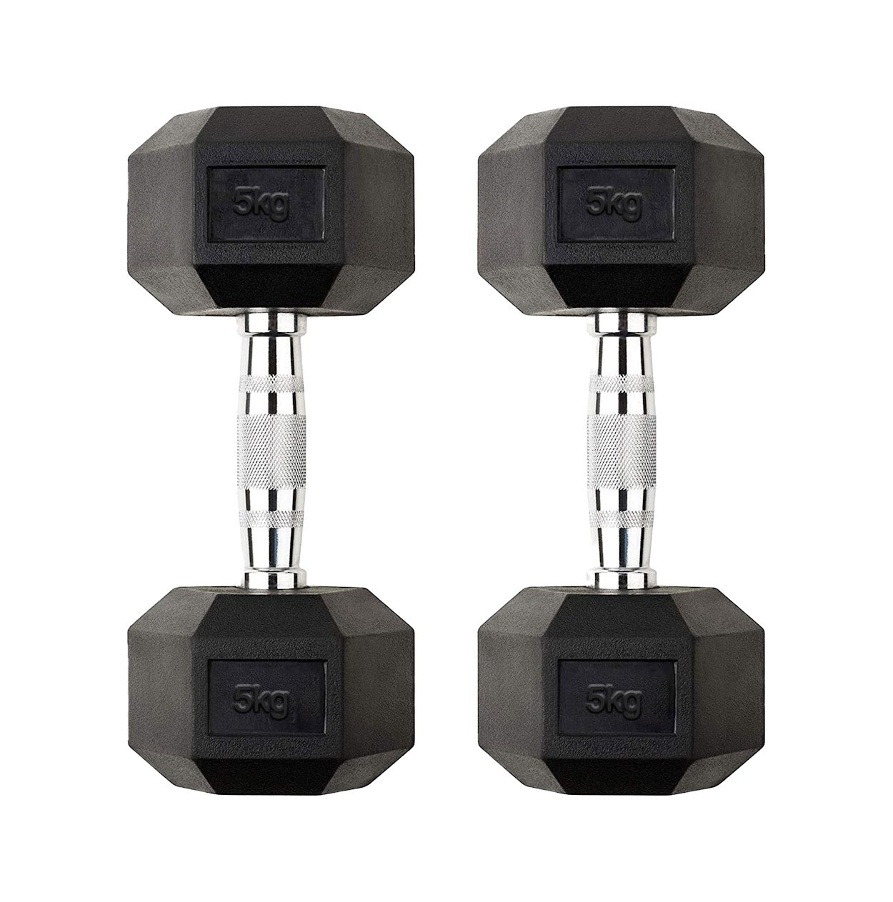 Hex Dumbbells 2.5 kg–60 kg Pairs & Sets – Rubber‑Coated Anti‑Roll Weights with Knurled Chrome Handles – Complete Strength Training Range for Home & Studio Gym