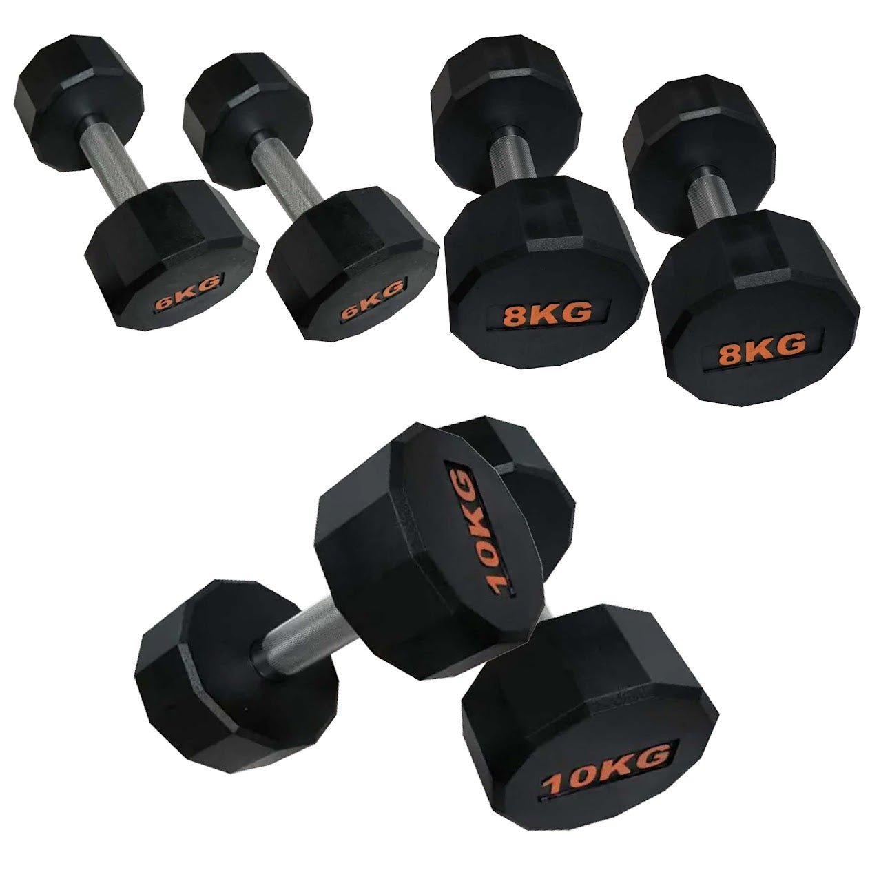 Rubber-Coated Round Hex Dumbbell – Anti-Roll, Knurled Grip, Floor-Safe Weights for Strength Training & Home Gym Use
