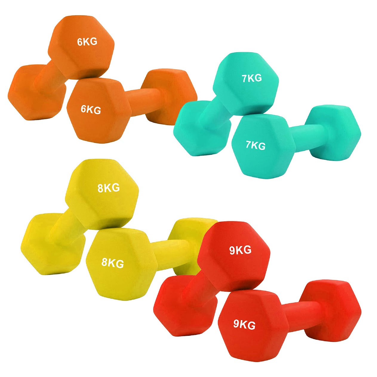 Hex Neoprene Dumbbell Set – Anti-Roll Design, Non-Slip Grip, Durable Coating – Perfect for Home Gym Strength Training, Toning & Easy Compact Storage