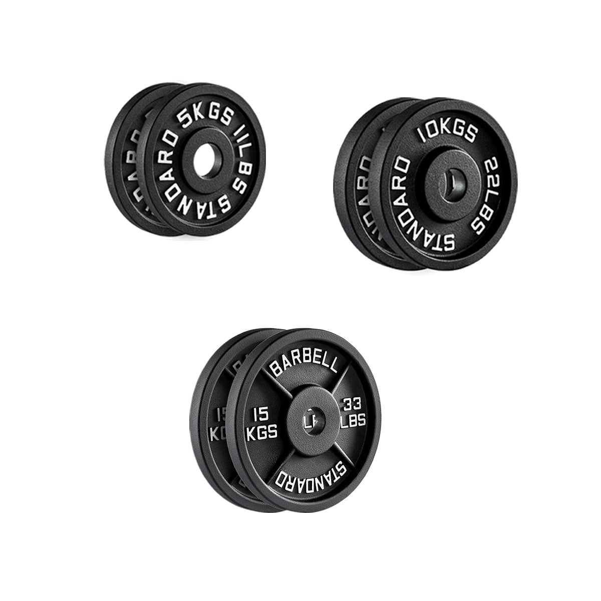 Heavy-Duty Cast Iron Weight Plates – Anti-Rust, Black Powder-Coated Discs for Home Strength Training – Compact Design Ideal for Small Gym Spaces