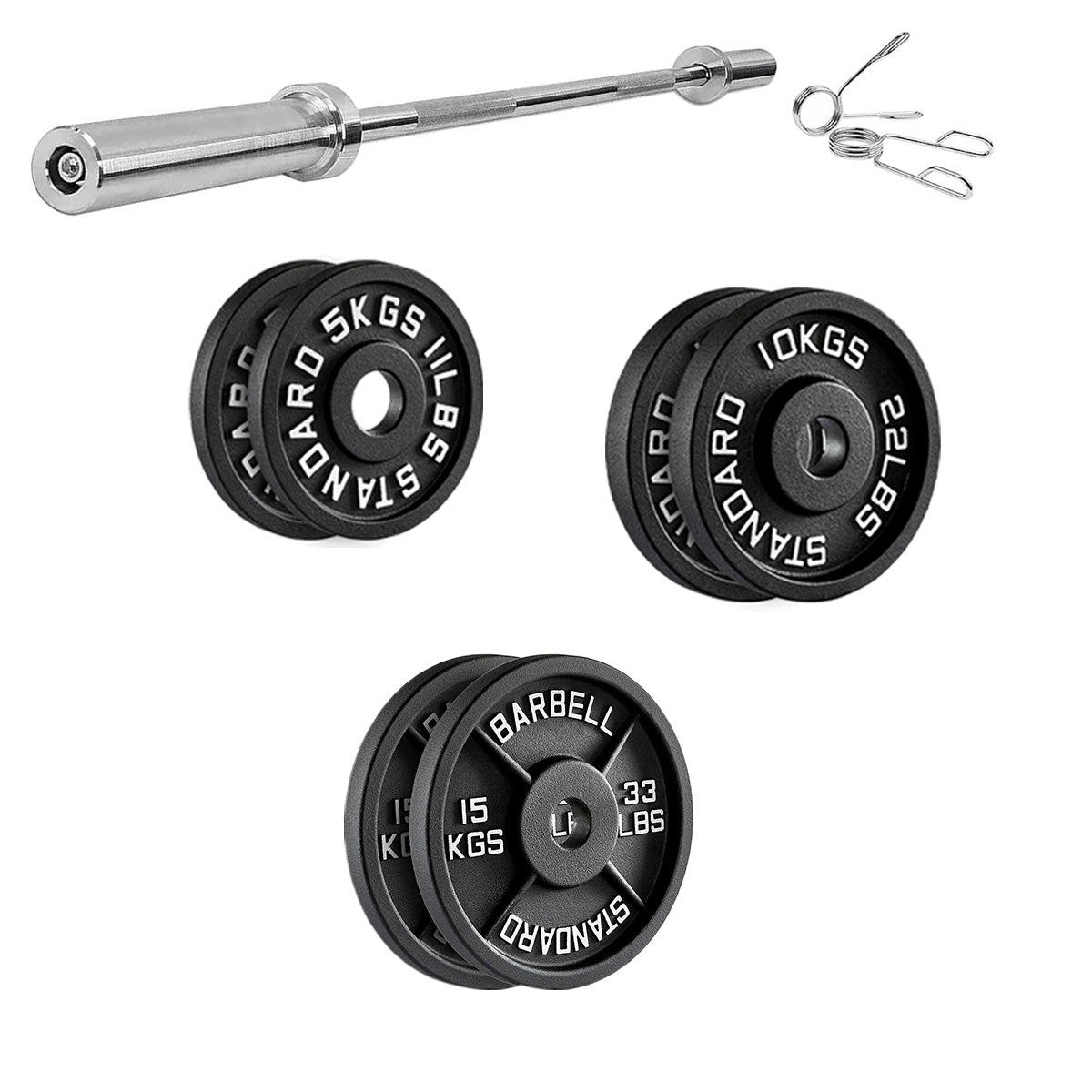 Heavy-Duty Cast Iron Weight Plates – Anti-Rust, Black Powder-Coated Discs for Home Strength Training – Compact Design Ideal for Small Gym Spaces