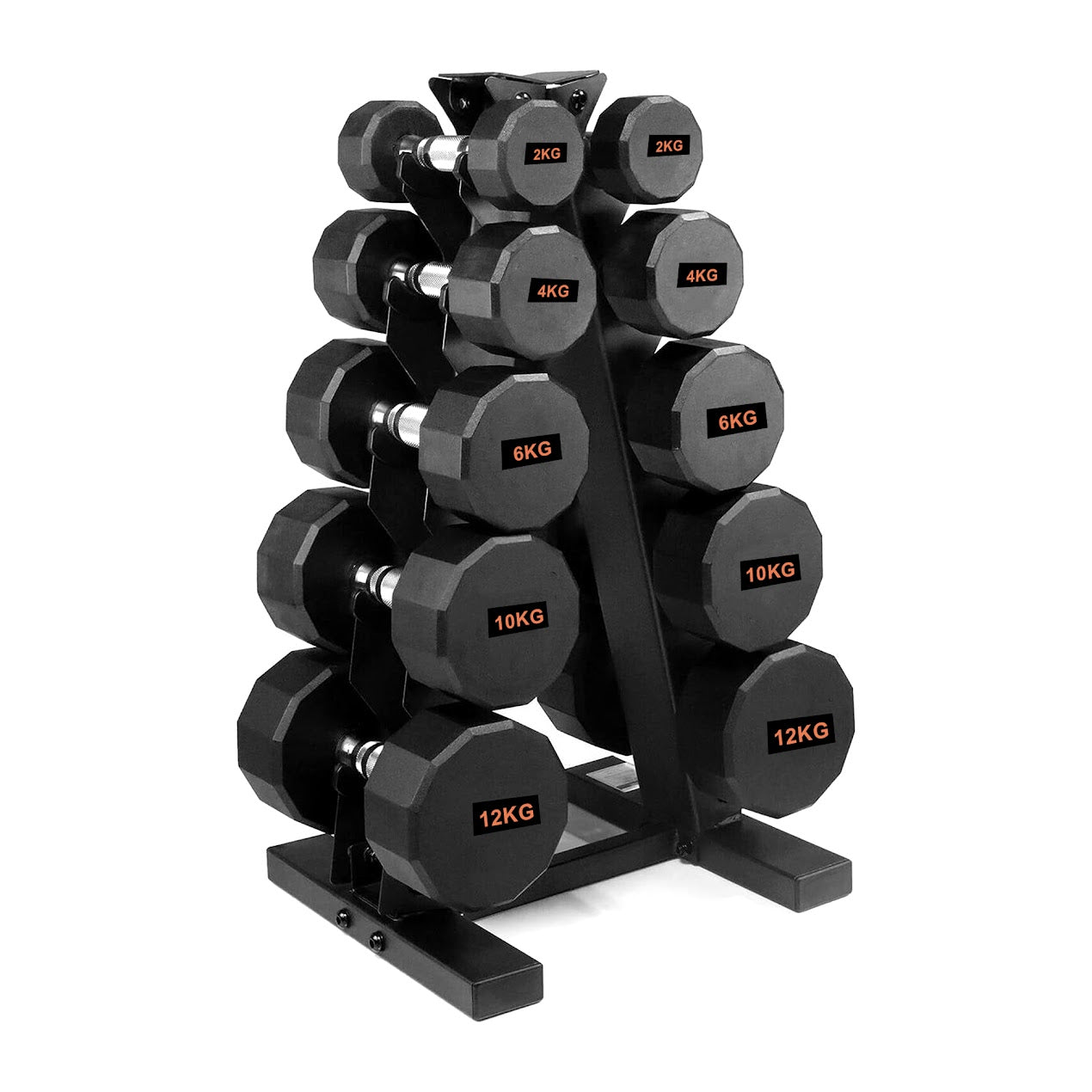 Rubber-Coated Round Hex Dumbbell – Anti-Roll, Knurled Grip, Floor-Safe Weights for Strength Training & Home Gym Use