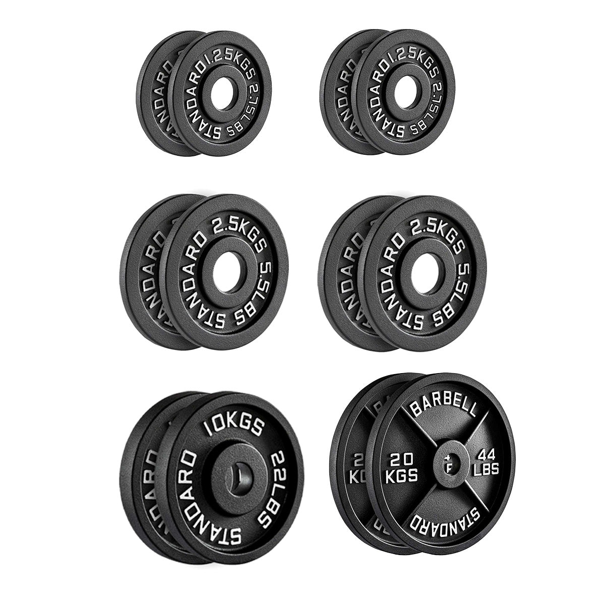 Heavy-Duty Cast Iron Weight Plates – Anti-Rust, Black Powder-Coated Discs for Home Strength Training – Compact Design Ideal for Small Gym Spaces