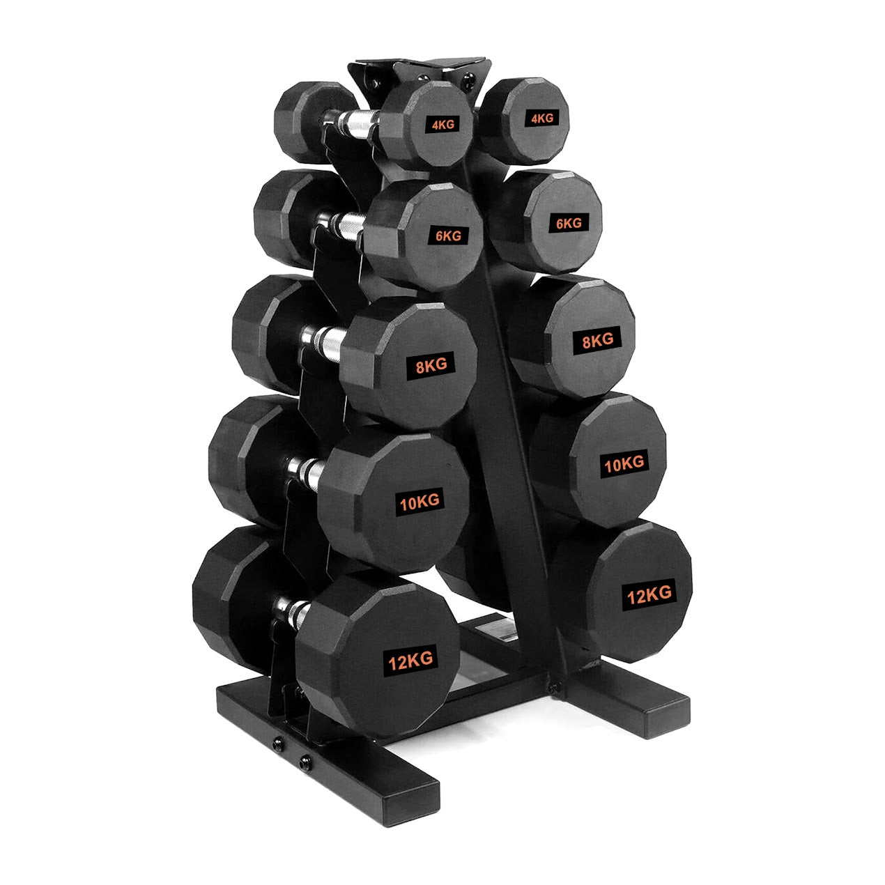 Rubber-Coated Round Hex Dumbbell – Anti-Roll, Knurled Grip, Floor-Safe Weights for Strength Training & Home Gym Use