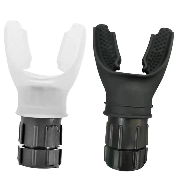 Black and white plastic components on a white background