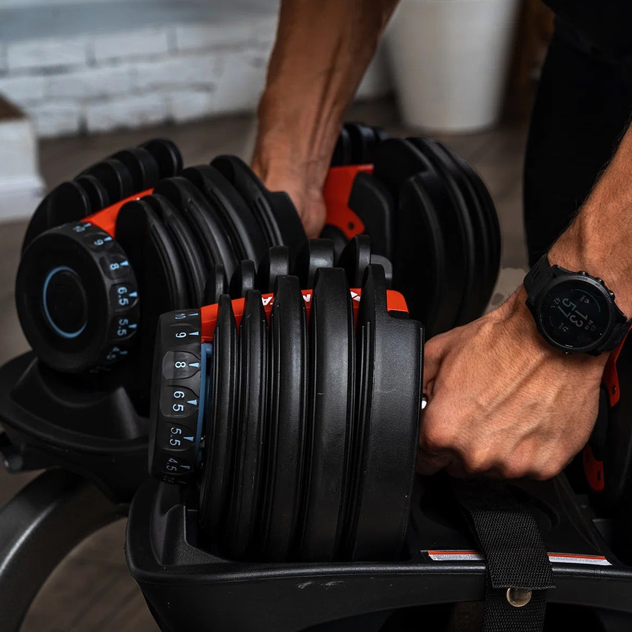 Space-Saving Adjustable Dumbbell Stand with 24kg/40kg Option – Secure Weight Rack with Safety Belt & Dial Control for Home Gym & Smart Fitness Use