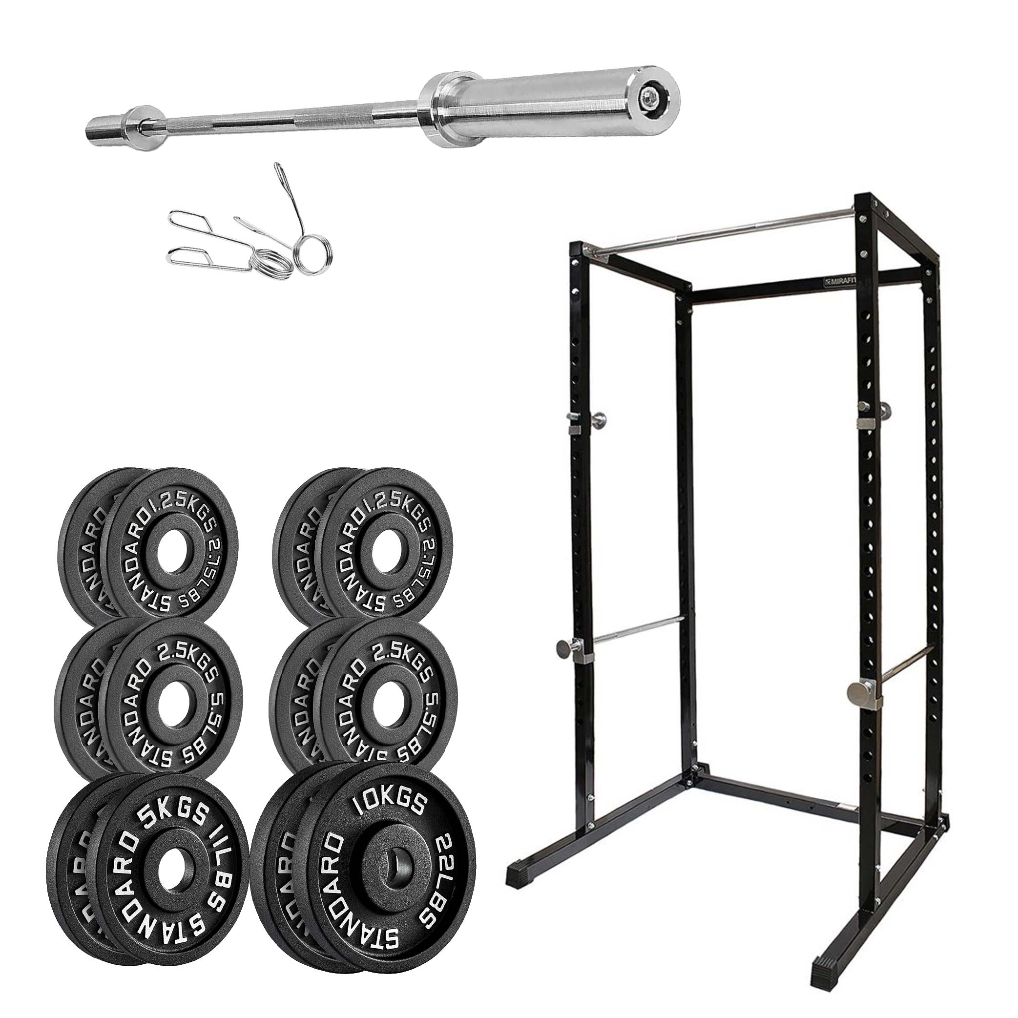 Heavy-Duty Power Rack Cage with Multi-Grip Pull-Up Bar, Adjustable J-Cups & Safety Spotter Arms – Full-Body Strength Training for Compact Home Gyms