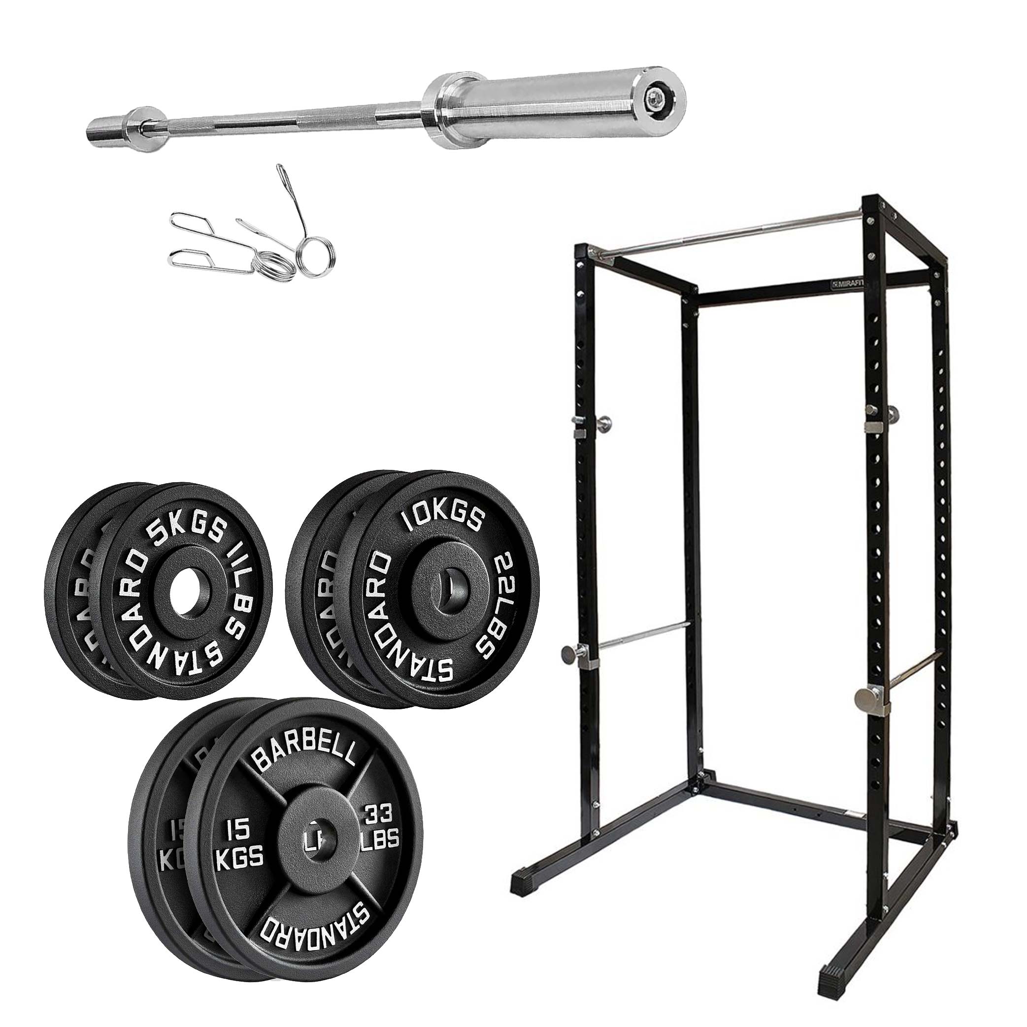 Heavy-Duty Power Rack Cage with Multi-Grip Pull-Up Bar, Adjustable J-Cups & Safety Spotter Arms – Full-Body Strength Training for Compact Home Gyms