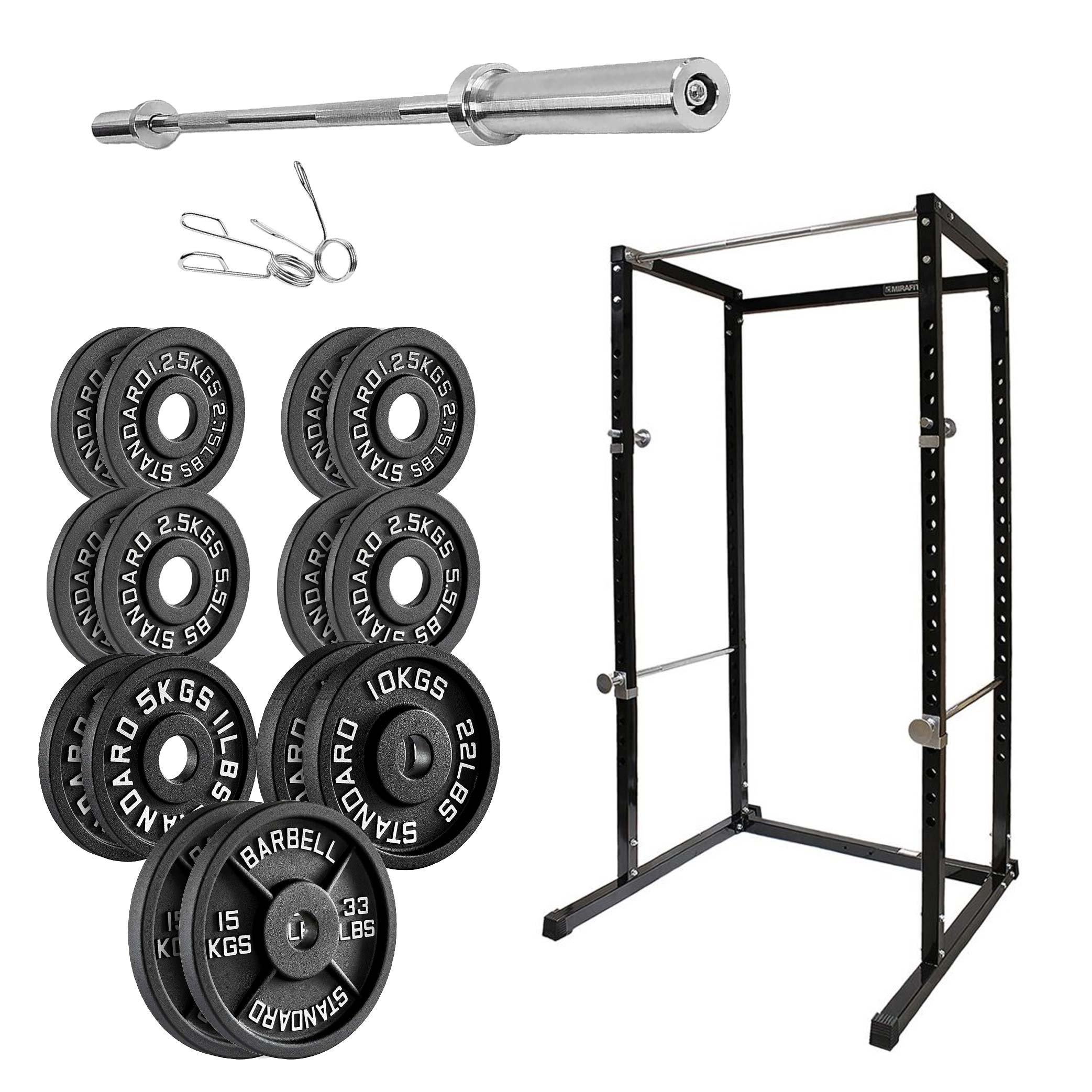 Heavy-Duty Power Rack Cage with Multi-Grip Pull-Up Bar, Adjustable J-Cups & Safety Spotter Arms – Full-Body Strength Training for Compact Home Gyms