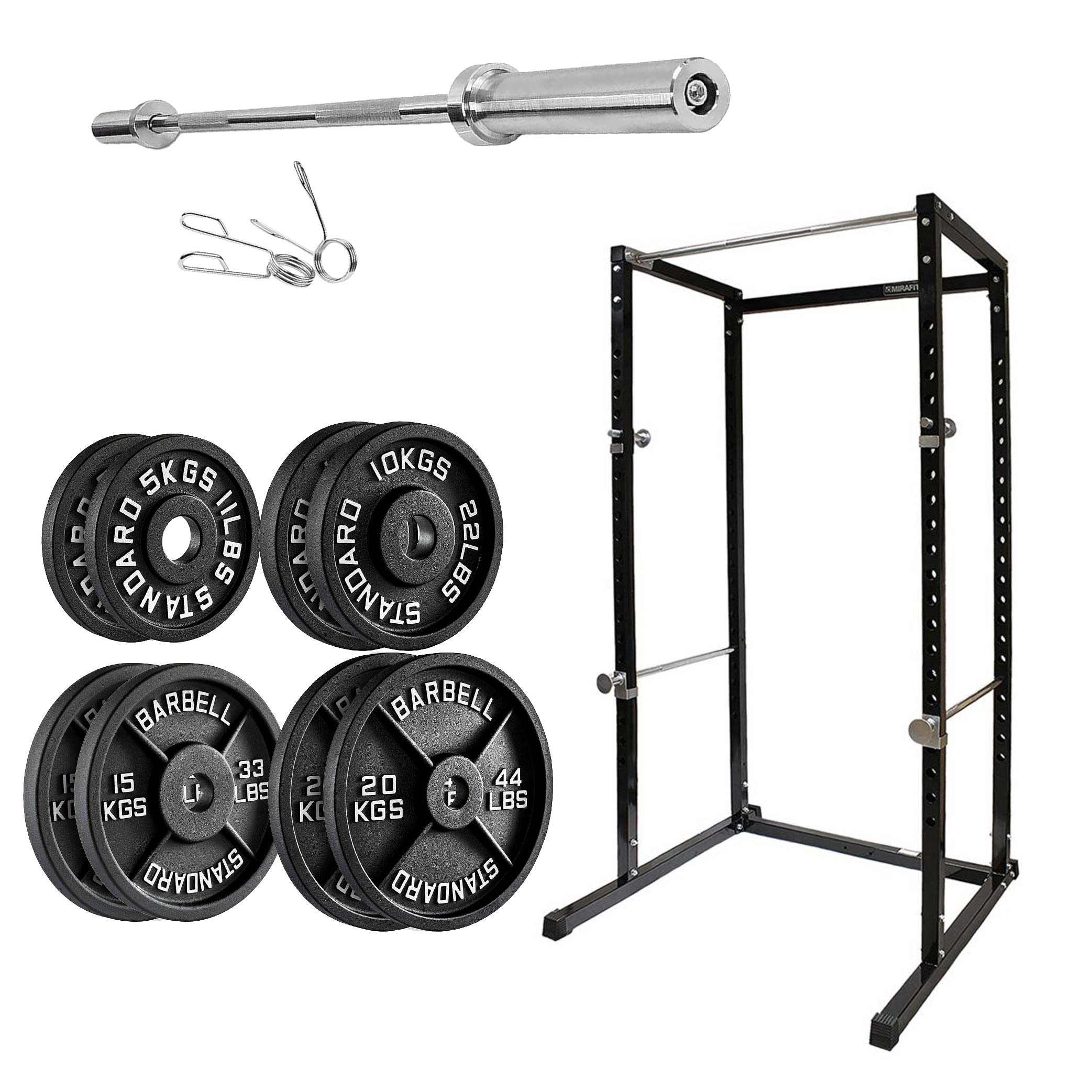 Heavy-Duty Power Rack Cage with Multi-Grip Pull-Up Bar, Adjustable J-Cups & Safety Spotter Arms – Full-Body Strength Training for Compact Home Gyms