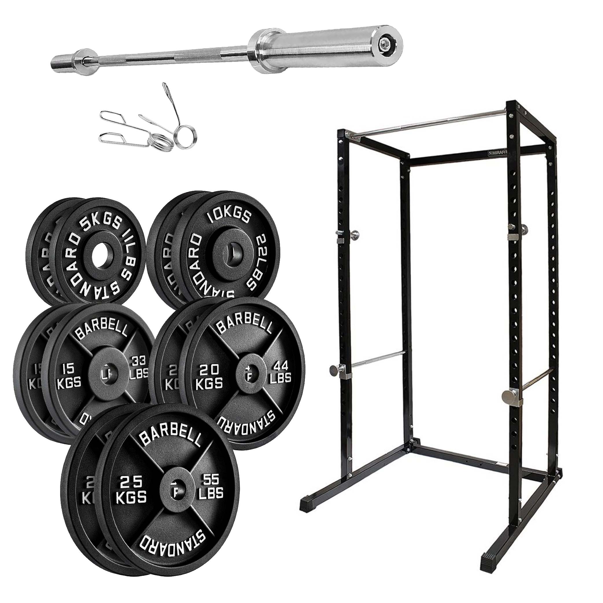 Heavy-Duty Power Rack Cage with Multi-Grip Pull-Up Bar, Adjustable J-Cups & Safety Spotter Arms – Full-Body Strength Training for Compact Home Gyms