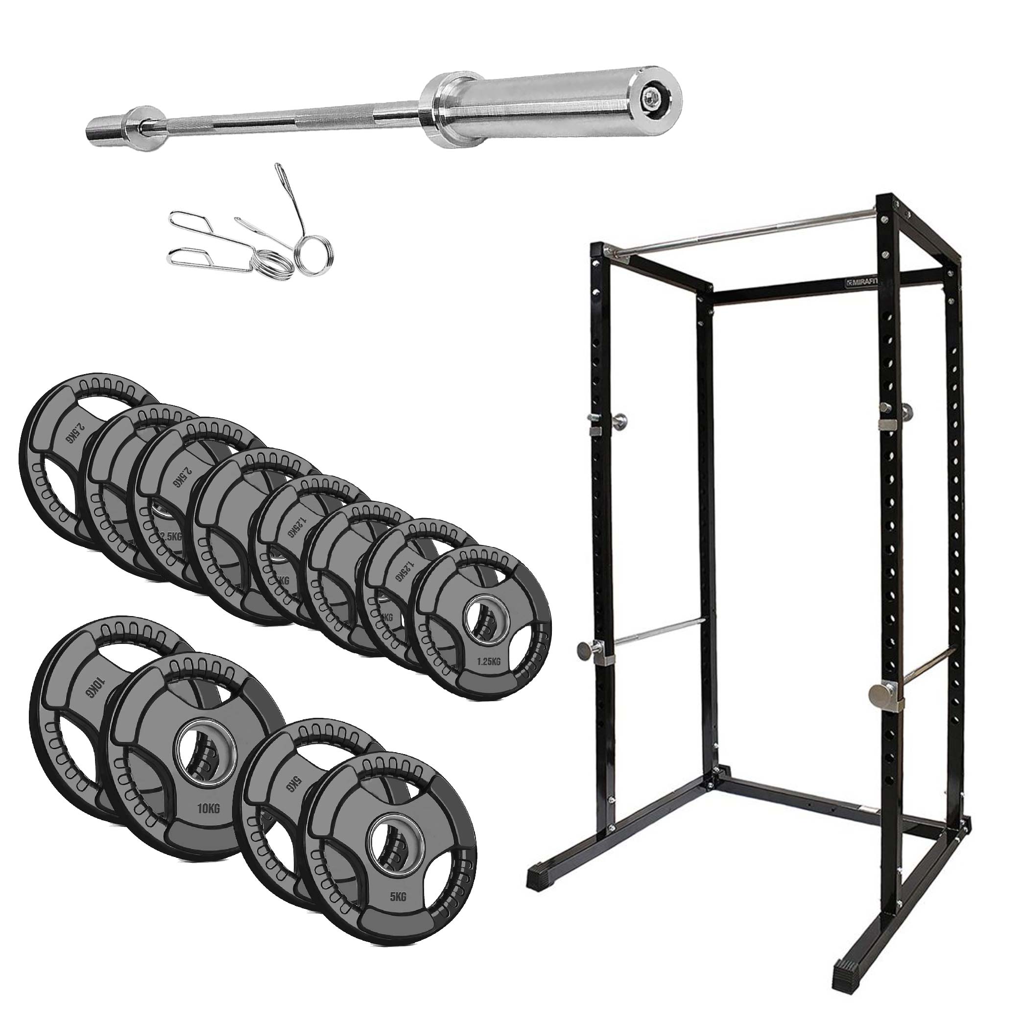 Heavy-Duty Power Rack Cage with Multi-Grip Pull-Up Bar, Adjustable J-Cups & Safety Spotter Arms – Full-Body Strength Training for Compact Home Gyms