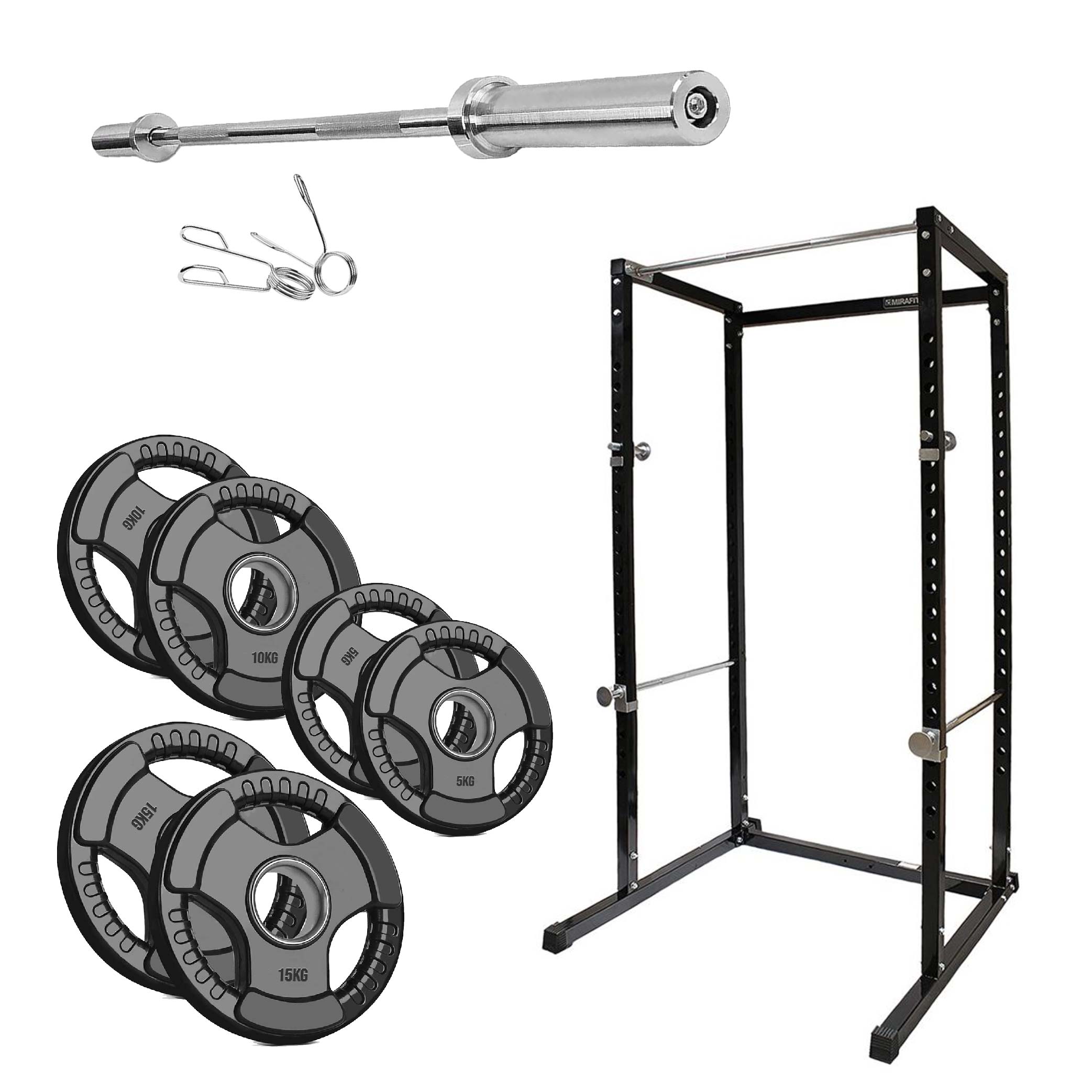 Heavy-Duty Power Rack Cage with Multi-Grip Pull-Up Bar, Adjustable J-Cups & Safety Spotter Arms – Full-Body Strength Training for Compact Home Gyms