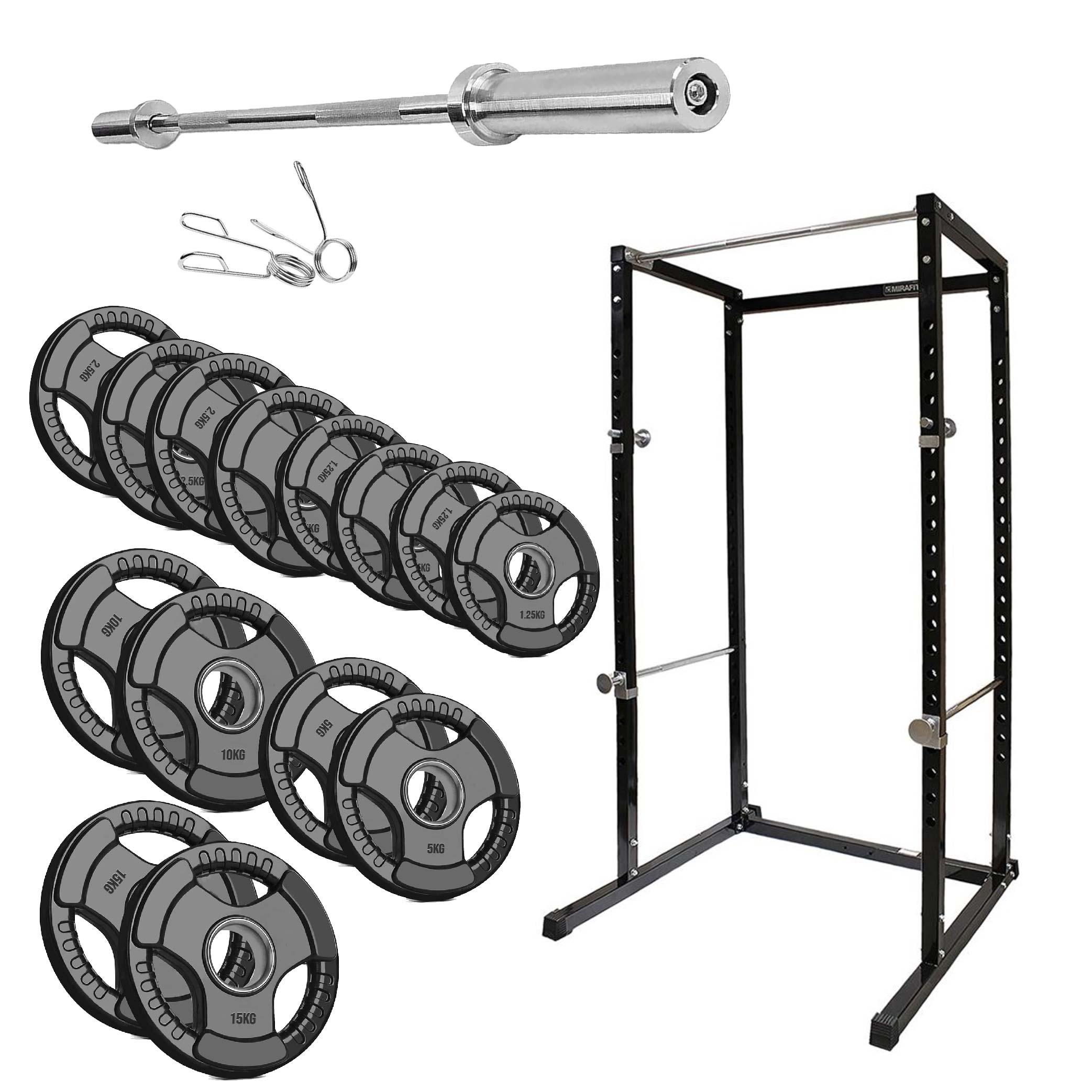 Heavy-Duty Power Rack Cage with Multi-Grip Pull-Up Bar, Adjustable J-Cups & Safety Spotter Arms – Full-Body Strength Training for Compact Home Gyms