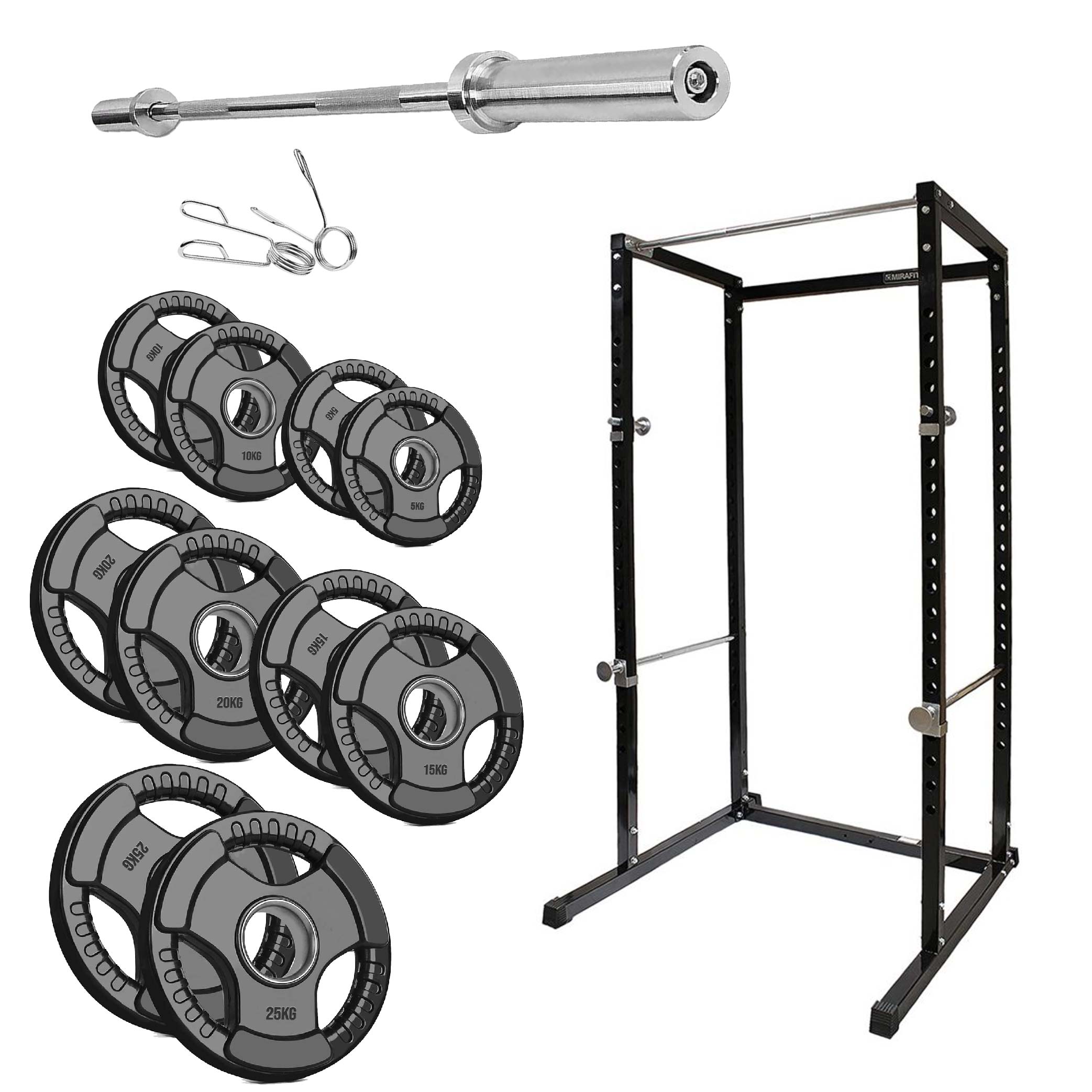 Heavy-Duty Power Rack Cage with Multi-Grip Pull-Up Bar, Adjustable J-Cups & Safety Spotter Arms – Full-Body Strength Training for Compact Home Gyms