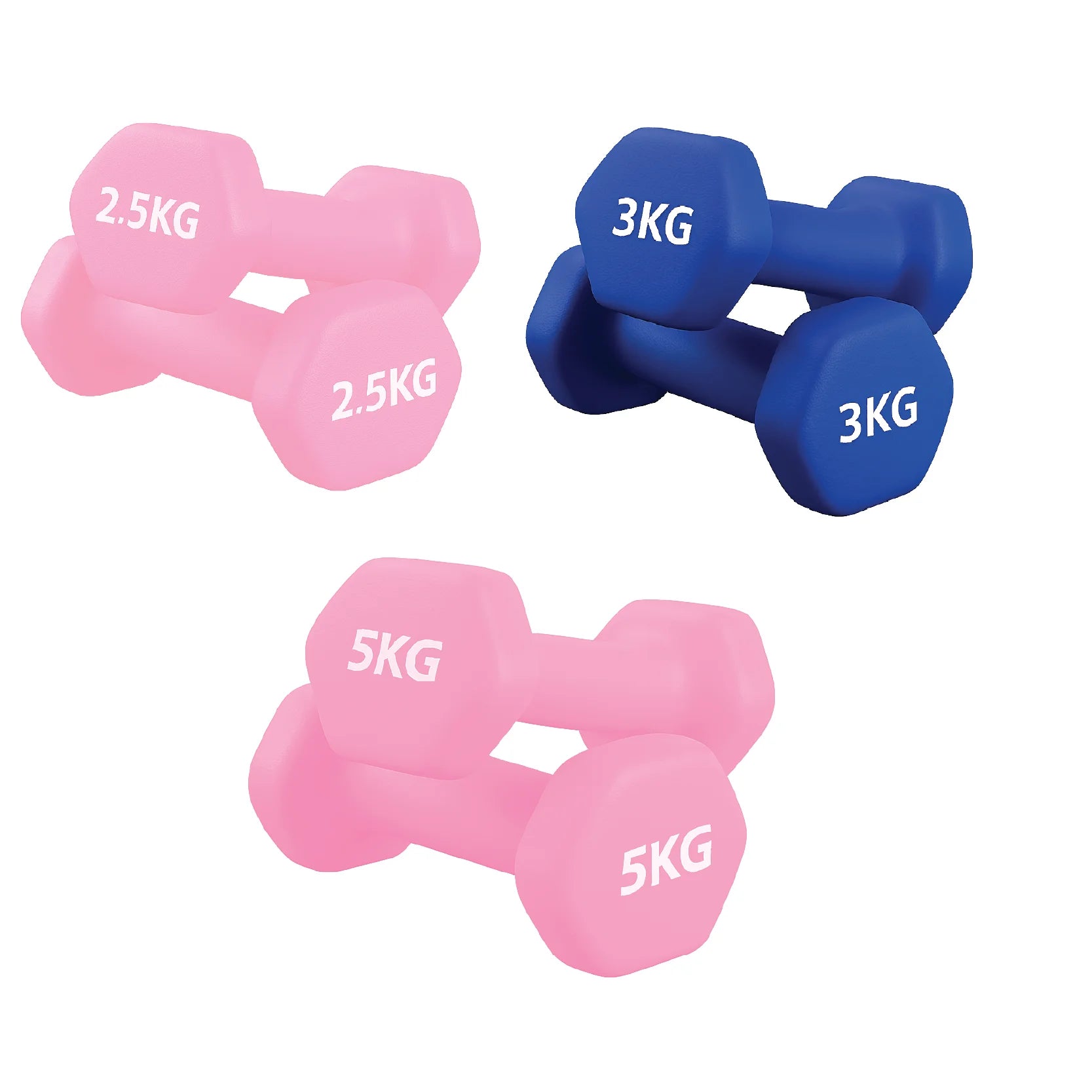 Hex Neoprene Dumbbell Set – Anti-Roll Design, Non-Slip Grip, Durable Coating – Perfect for Home Gym Strength Training, Toning & Easy Compact Storage