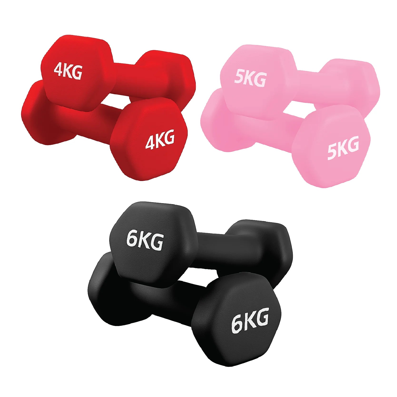 Hex Neoprene Dumbbell Set – Anti-Roll Design, Non-Slip Grip, Durable Coating – Perfect for Home Gym Strength Training, Toning & Easy Compact Storage