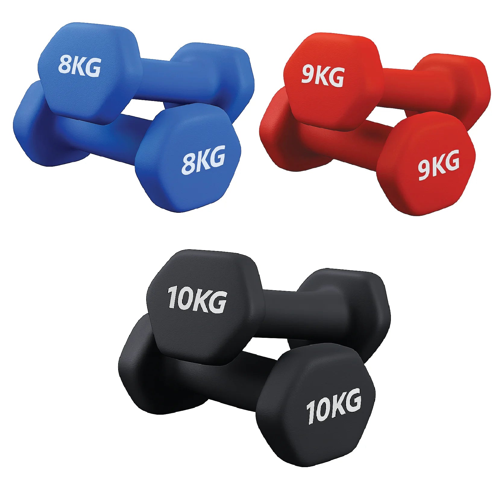 Hex Neoprene Dumbbell Set – Anti-Roll Design, Non-Slip Grip, Durable Coating – Perfect for Home Gym Strength Training, Toning & Easy Compact Storage