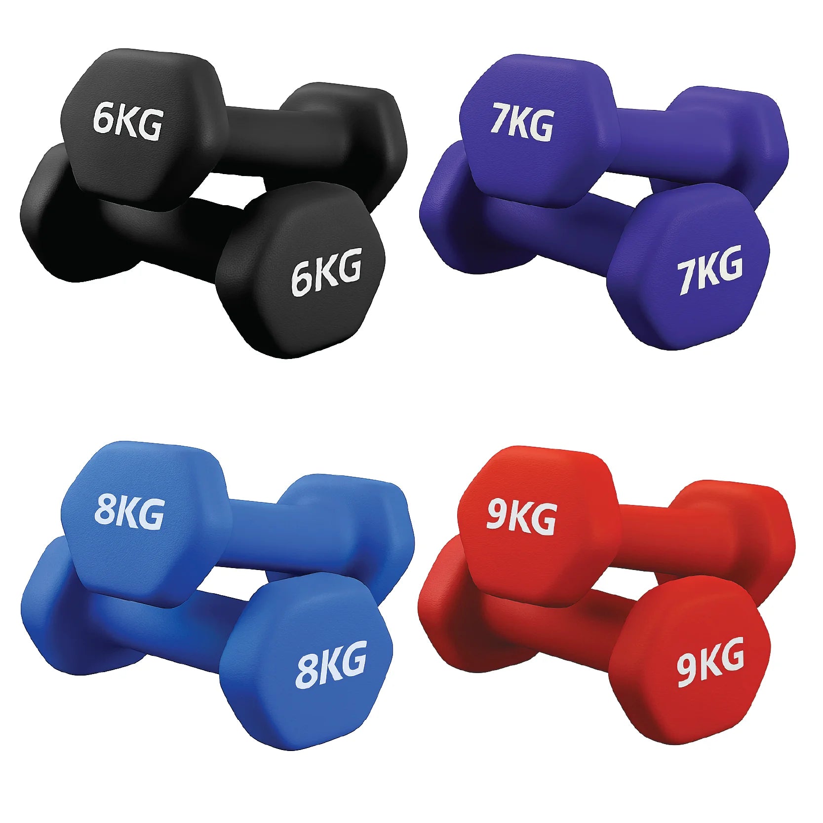 Hex Neoprene Dumbbell Set – Anti-Roll Design, Non-Slip Grip, Durable Coating – Perfect for Home Gym Strength Training, Toning & Easy Compact Storage