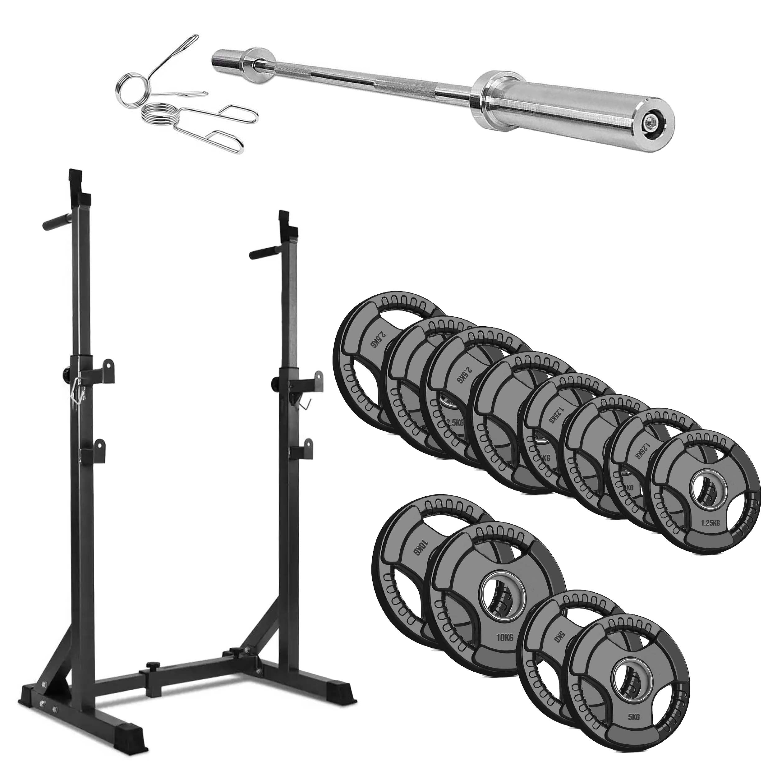 Adjustable Steel Half Squat Rack with Dip Handles & Safety Spotters – 200KG Load Capacity for Compact Home Gym Strength Workouts