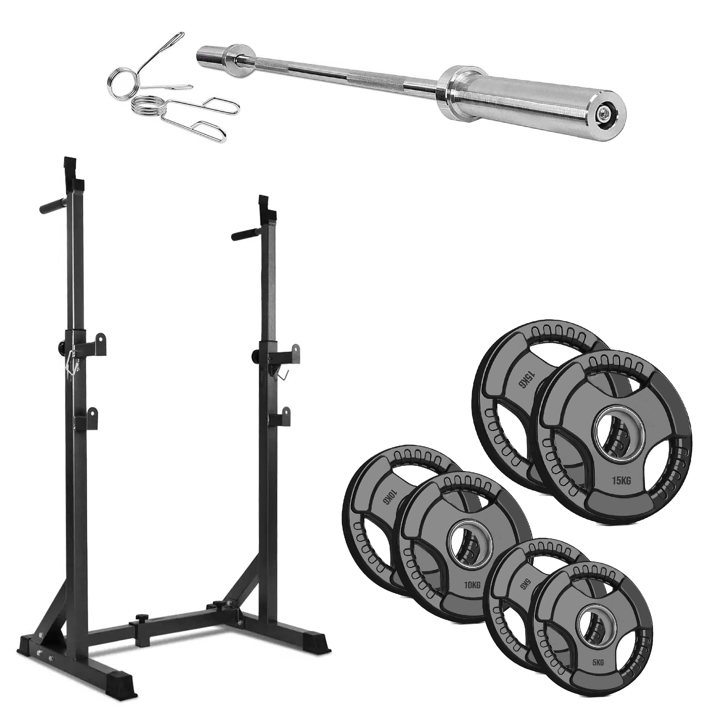 Adjustable Steel Half Squat Rack with Dip Handles & Safety Spotters – 200KG Load Capacity for Compact Home Gym Strength Workouts
