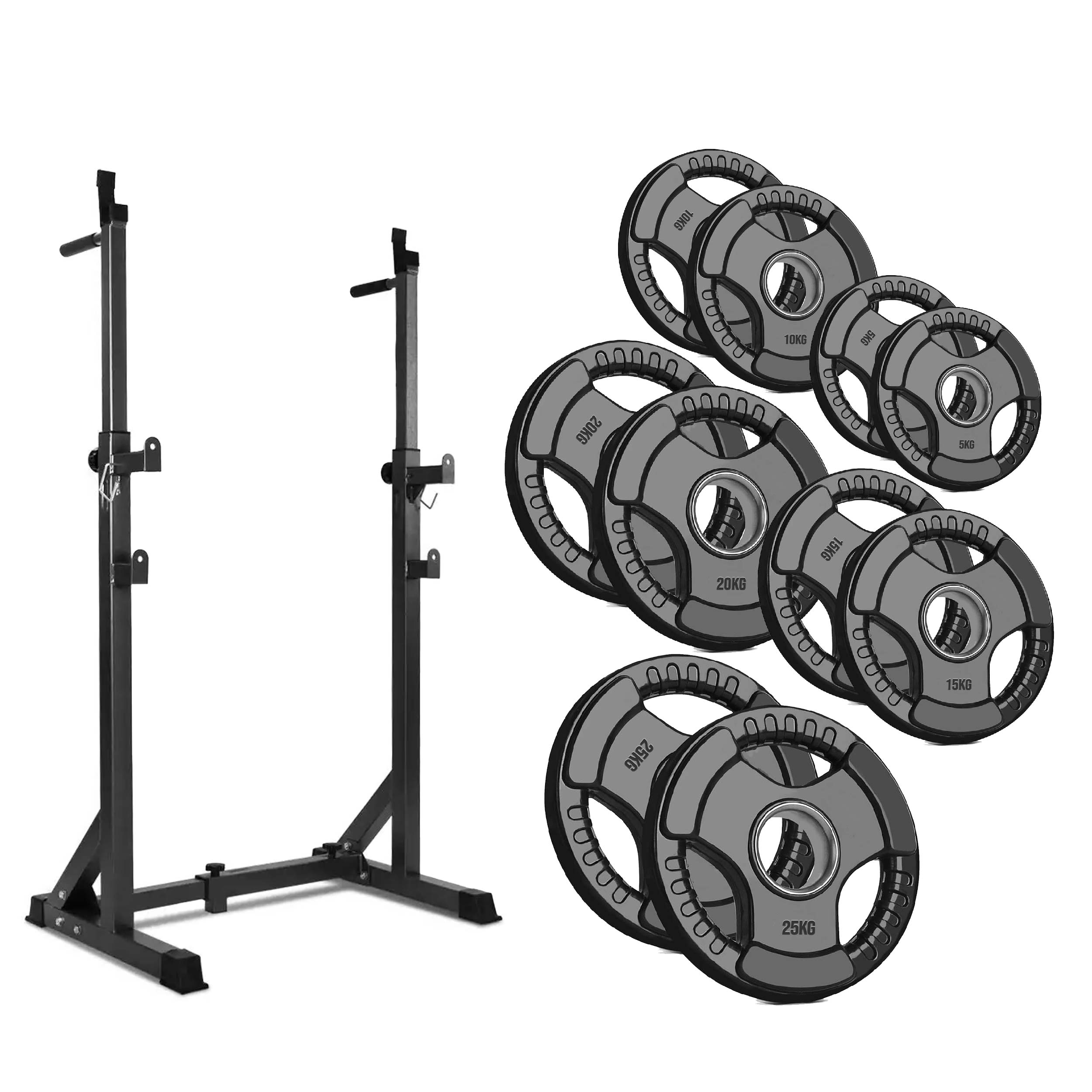 Adjustable Steel Half Squat Rack with Dip Handles & Safety Spotters – 200KG Load Capacity for Compact Home Gym Strength Workouts