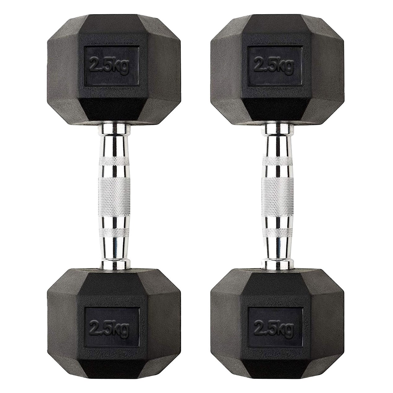 Hex Dumbbells 2.5 kg–60 kg Pairs & Sets – Rubber‑Coated Anti‑Roll Weights with Knurled Chrome Handles – Complete Strength Training Range for Home & Studio Gym