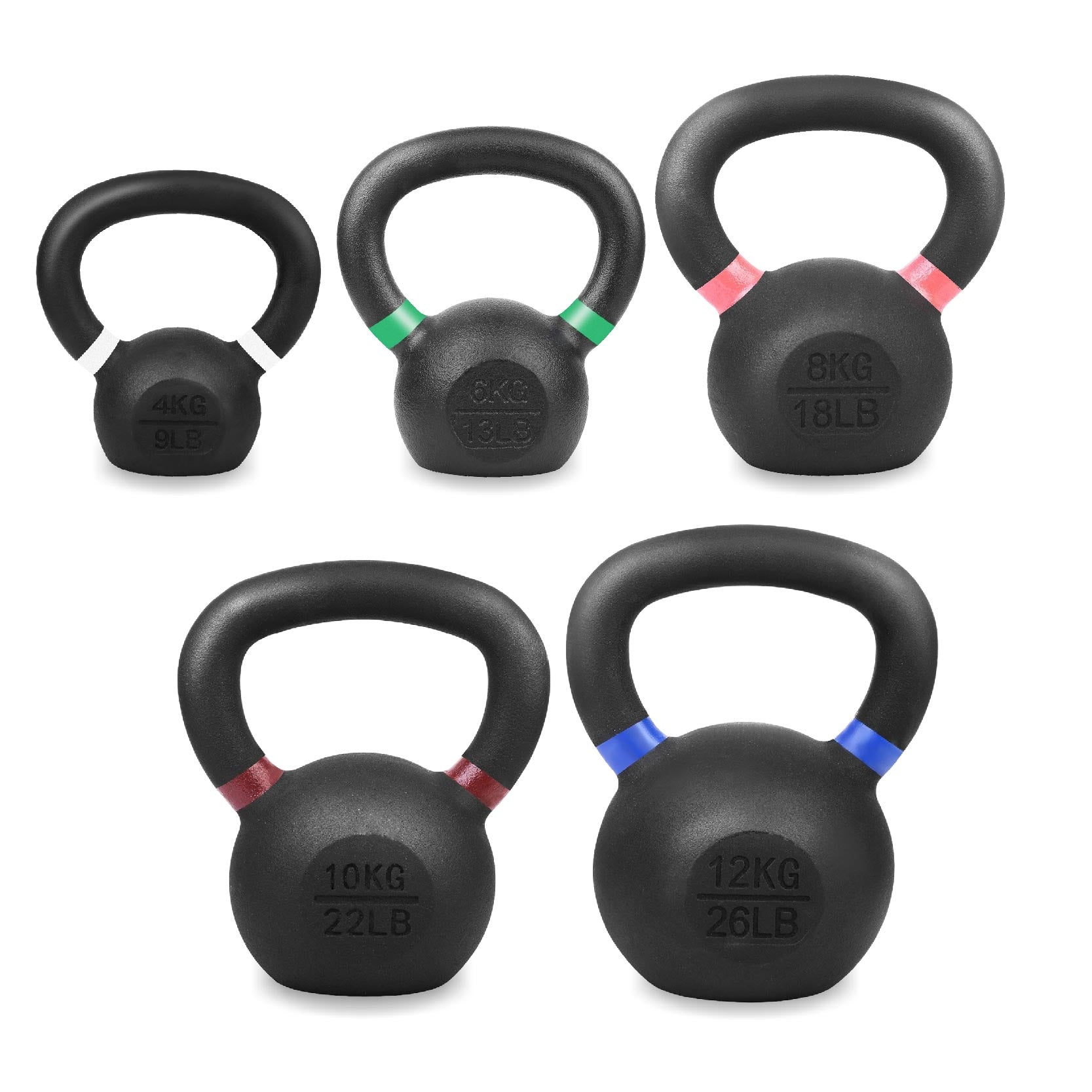 Cast Iron Kettlebells – Powder-Coated, Ergonomic Grip, Multi-Weight Options – Ideal for Strength Training, Home Workouts, and Functional Fitness