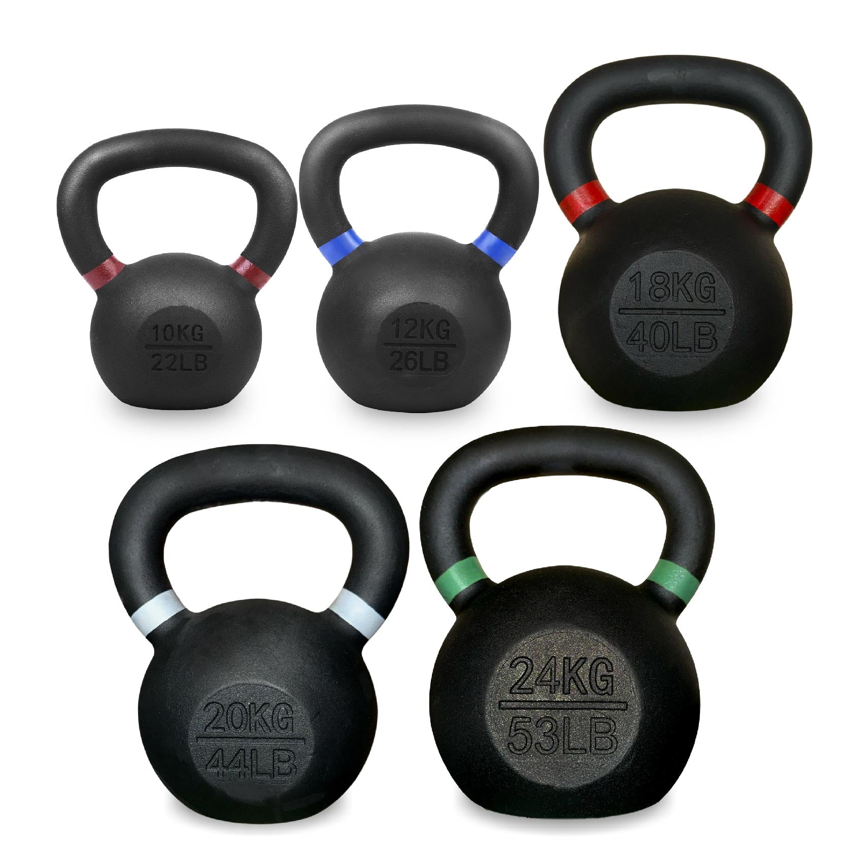 Cast Iron Kettlebells – Powder-Coated, Ergonomic Grip, Multi-Weight Options – Ideal for Strength Training, Home Workouts, and Functional Fitness