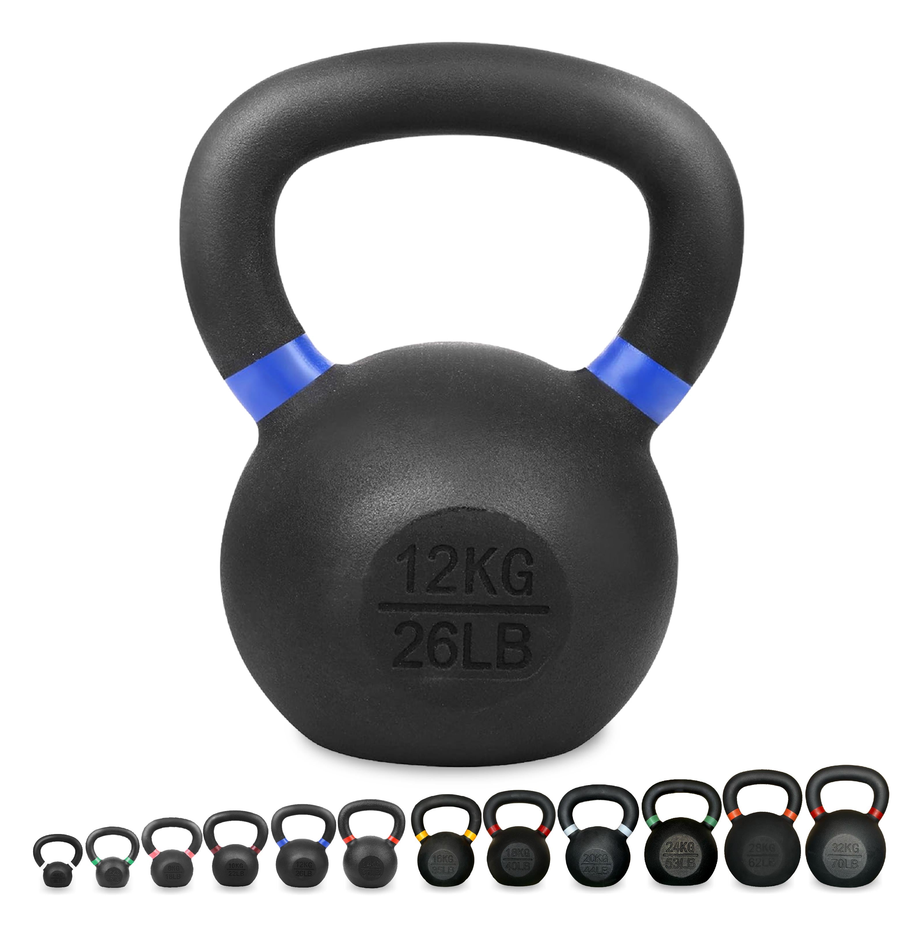 Cast Iron Kettlebells – Powder-Coated, Ergonomic Grip, Multi-Weight Options – Ideal for Strength Training, Home Workouts, and Functional Fitness