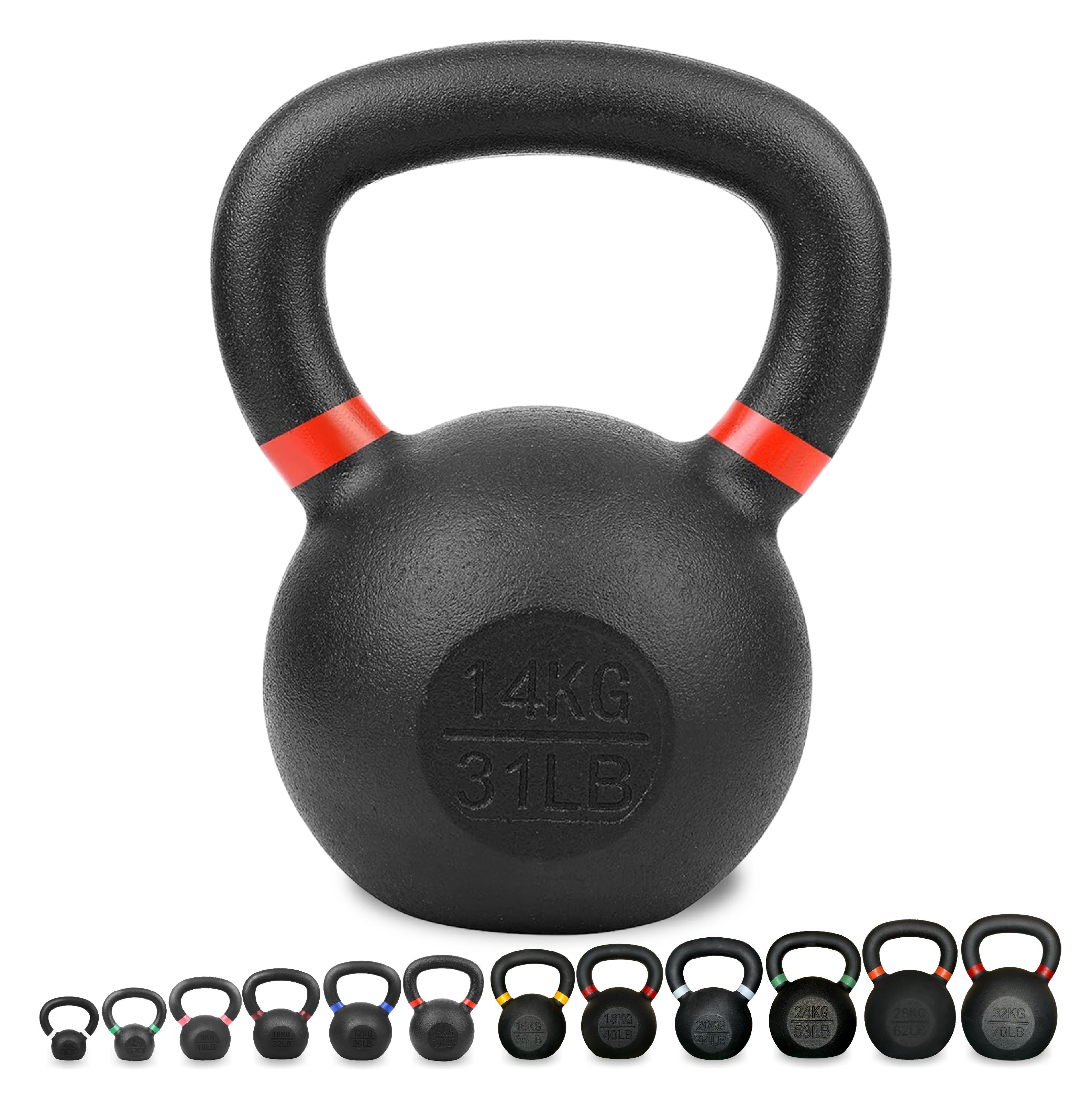 Cast Iron Kettlebells – Powder-Coated, Ergonomic Grip, Multi-Weight Options – Ideal for Strength Training, Home Workouts, and Functional Fitness