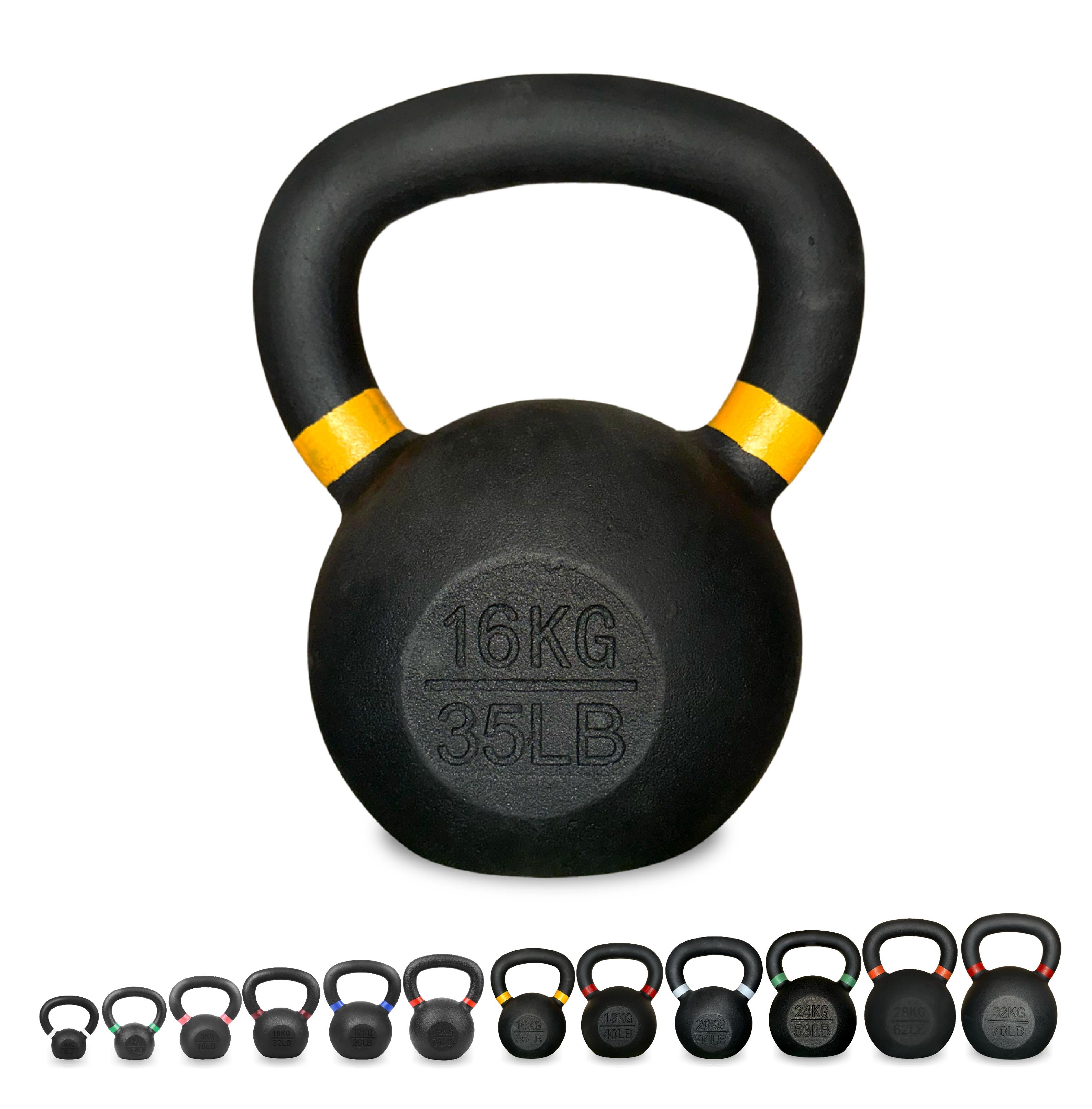 Cast Iron Kettlebells – Powder-Coated, Ergonomic Grip, Multi-Weight Options – Ideal for Strength Training, Home Workouts, and Functional Fitness