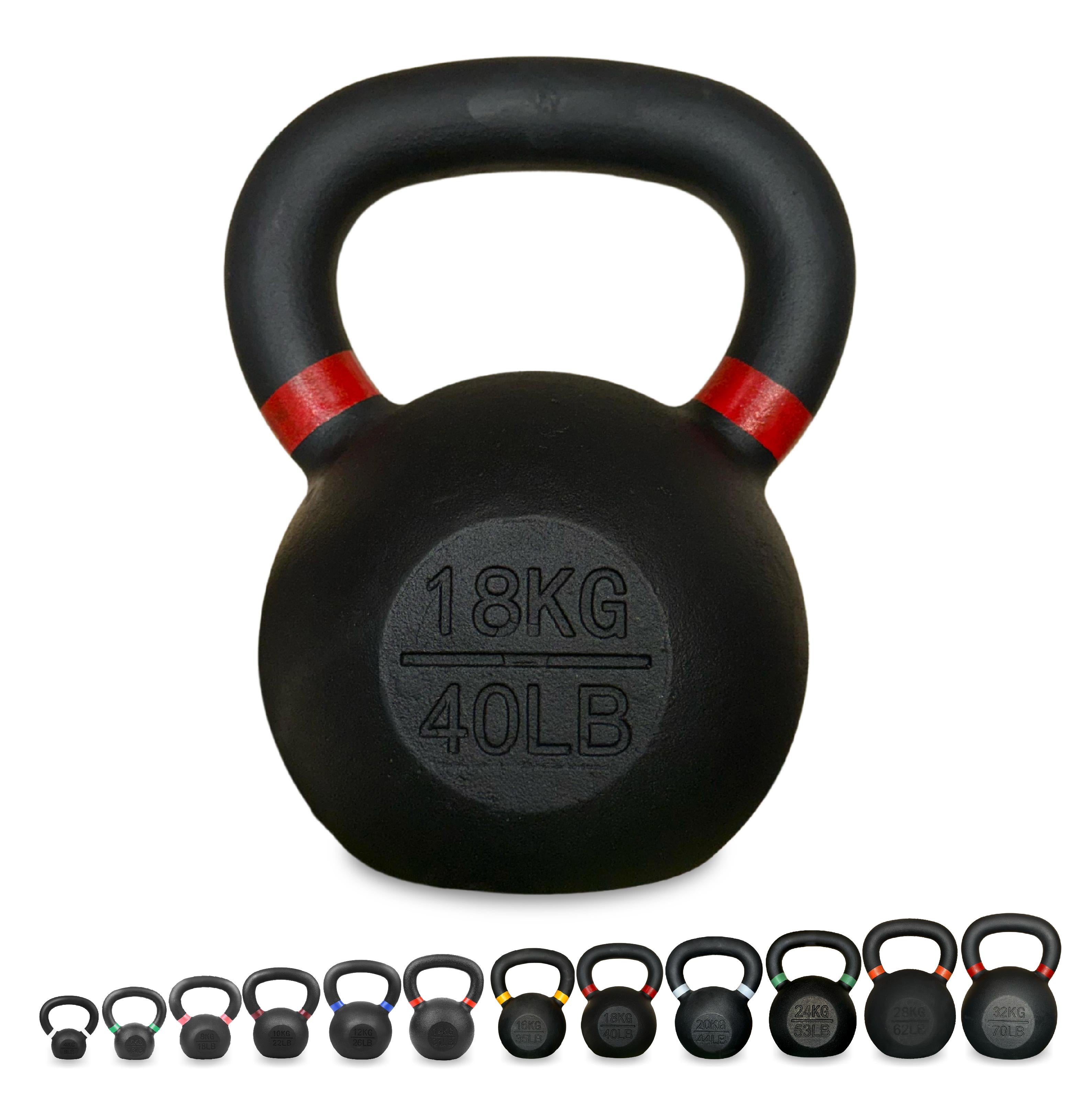 Cast Iron Kettlebells – Powder-Coated, Ergonomic Grip, Multi-Weight Options – Ideal for Strength Training, Home Workouts, and Functional Fitness