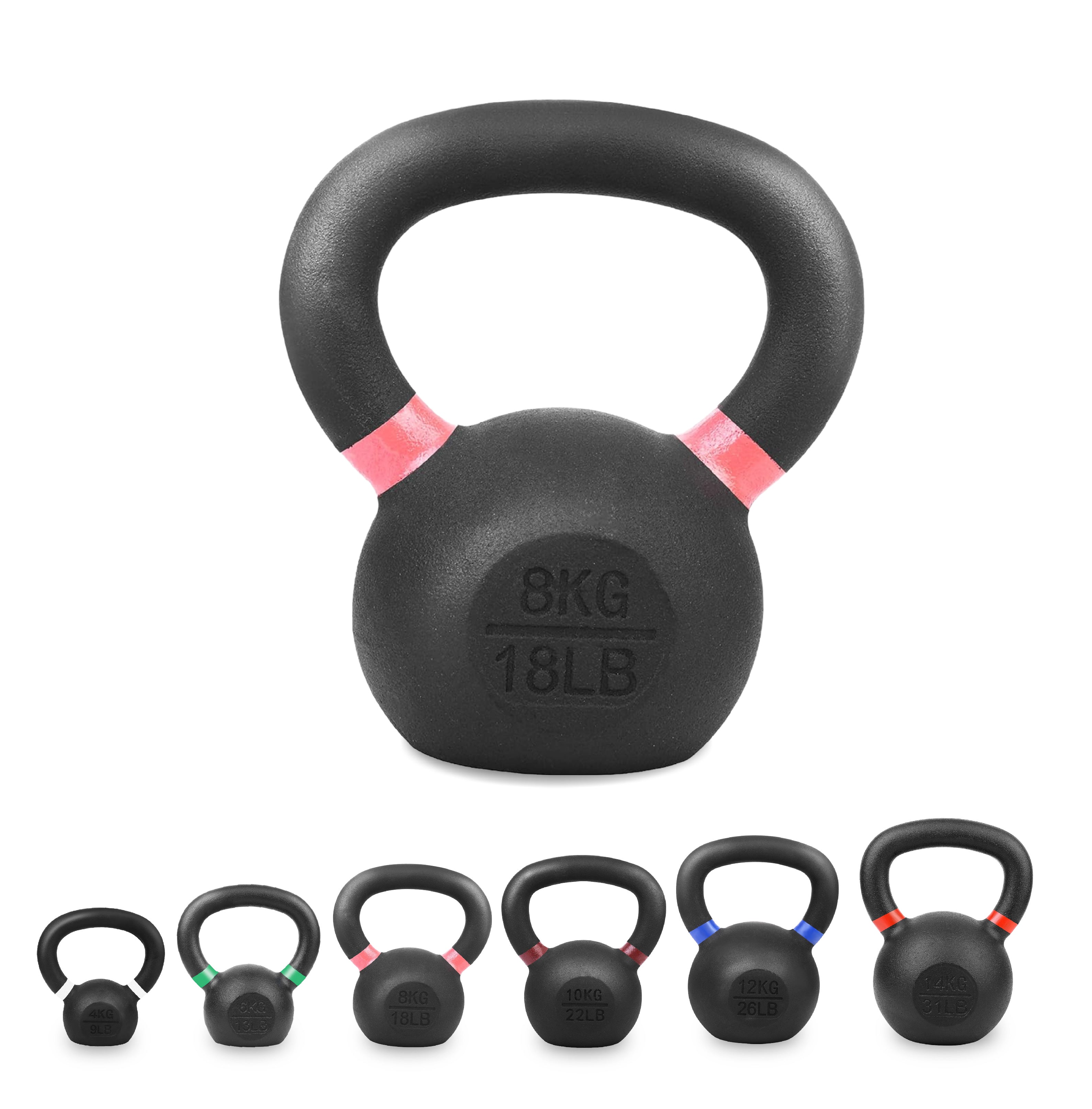 Cast Iron Kettlebells – Powder-Coated, Ergonomic Grip, Multi-Weight Options – Ideal for Strength Training, Home Workouts, and Functional Fitness