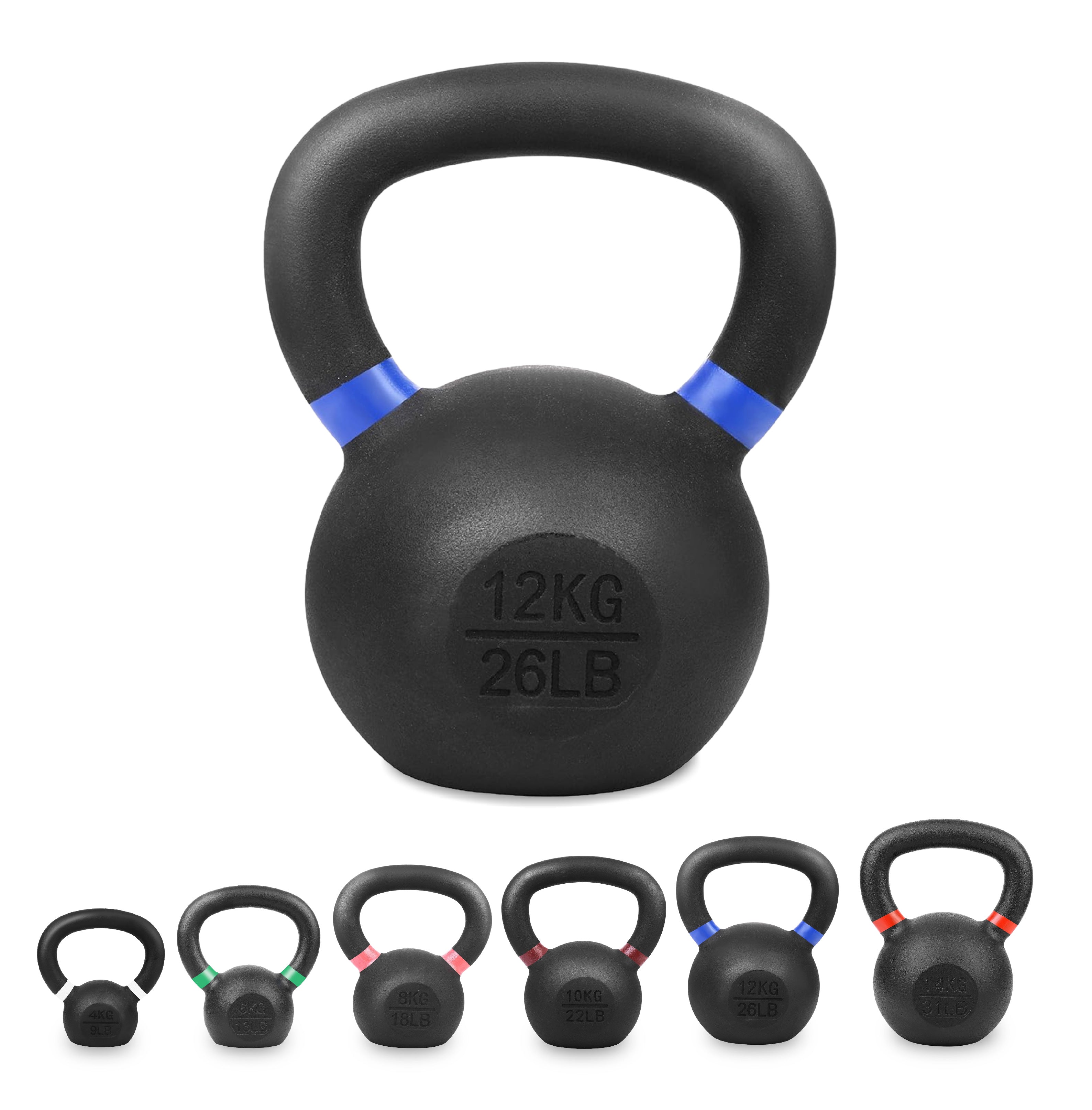 Cast Iron Kettlebells – Powder-Coated, Ergonomic Grip, Multi-Weight Options – Ideal for Strength Training, Home Workouts, and Functional Fitness