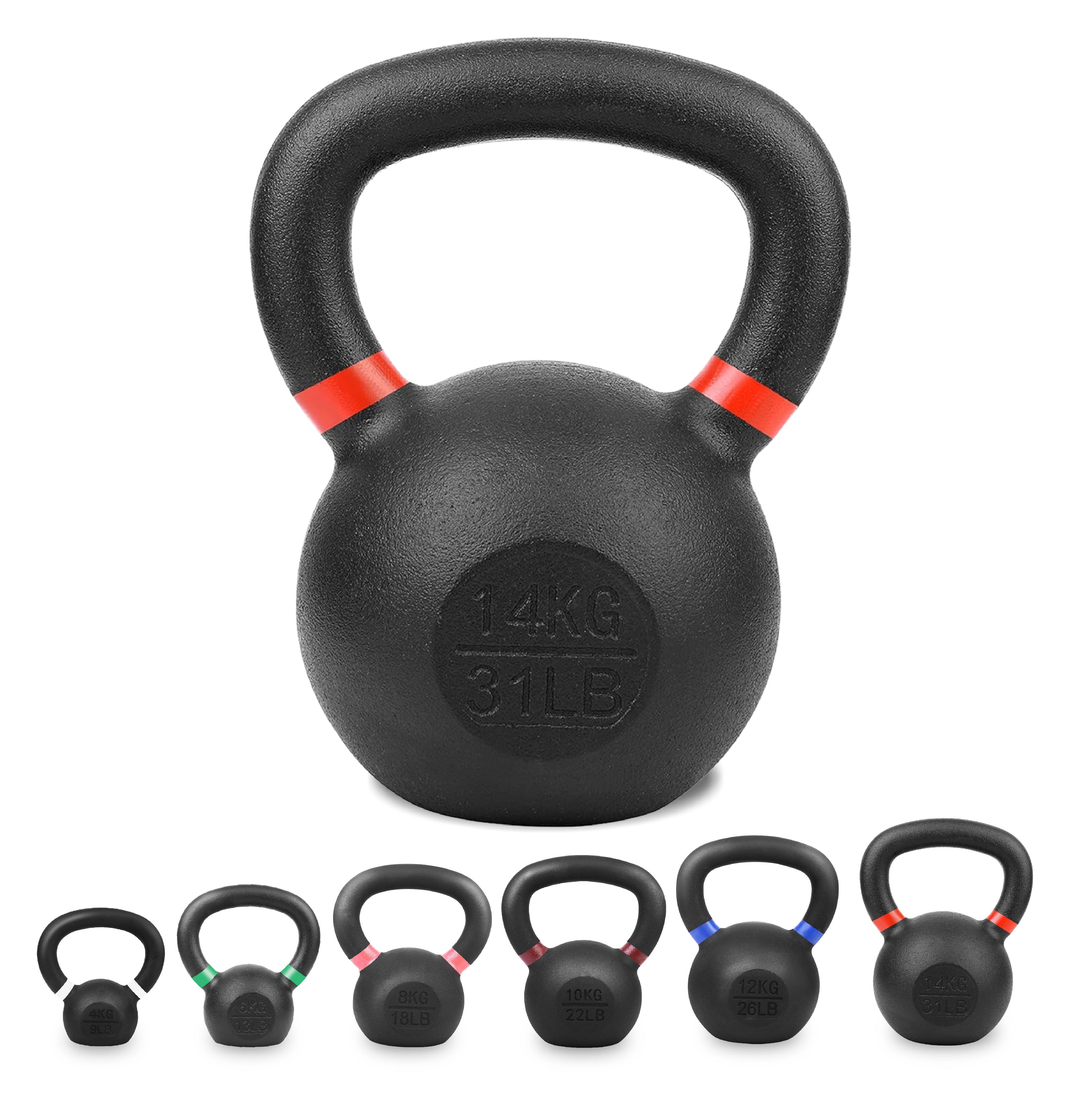 Cast Iron Kettlebells – Powder-Coated, Ergonomic Grip, Multi-Weight Options – Ideal for Strength Training, Home Workouts, and Functional Fitness