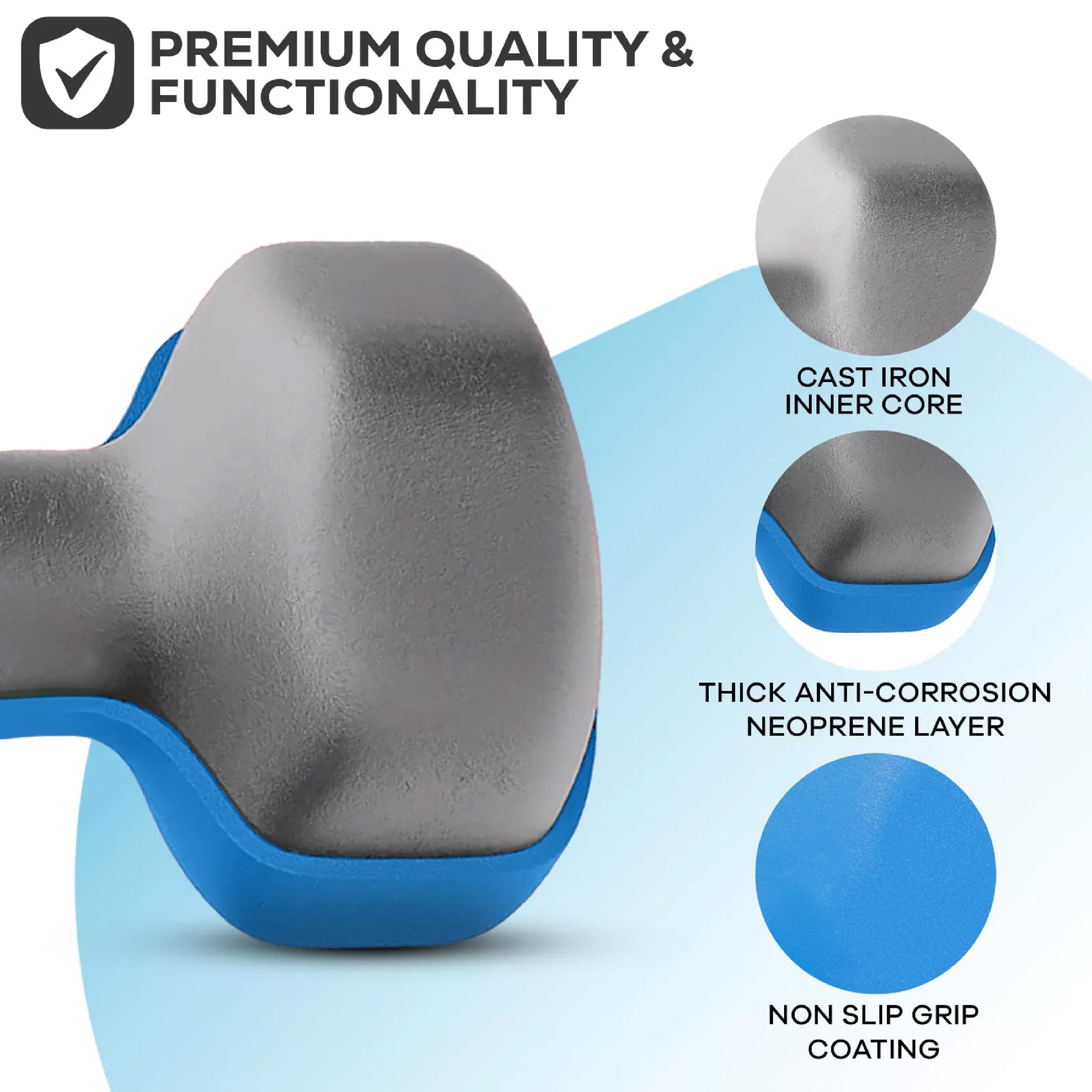 Hex Neoprene Dumbbell Set – Anti-Roll Design, Non-Slip Grip, Durable Coating – Perfect for Home Gym Strength Training, Toning & Easy Compact Storage