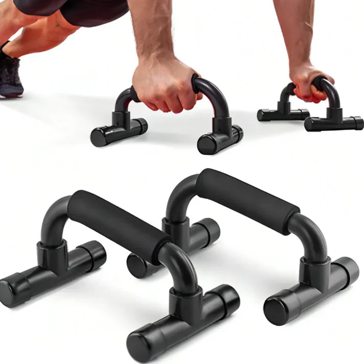 Set of black push-up bars on a white background